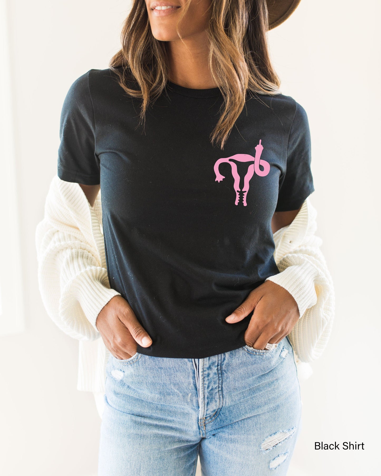 Pocket Middle Finger Uterus Tshirt,Pro Choice Shirt,Womens Right Shirt,Feminist Tee,LGBTQ ,Feminism Tanks,Political March Riot Resist,C7119