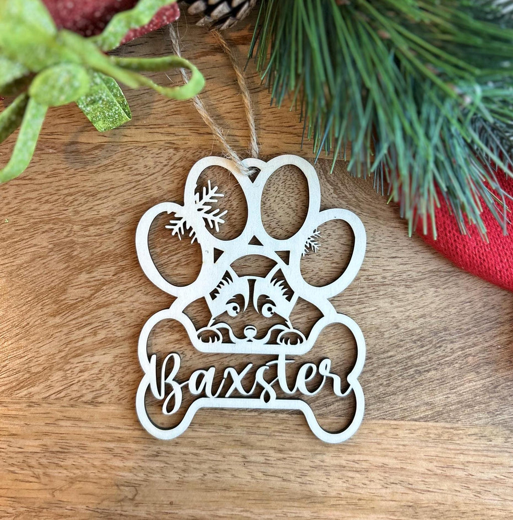 Personalized Dog Paw Ornament, Custom Cat with Name Christmas Ornament, Pet Memorial 2024 Ornament, Christmas Tree  Gift for Dog Mom EOR004