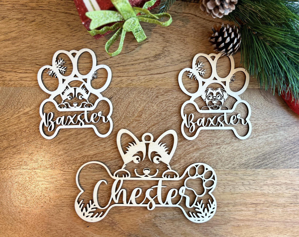Personalized Dog Paw Ornament, Custom Cat with Name Christmas Ornament, Pet Memorial 2024 Ornament, Christmas Tree  Gift for Dog Mom EOR004