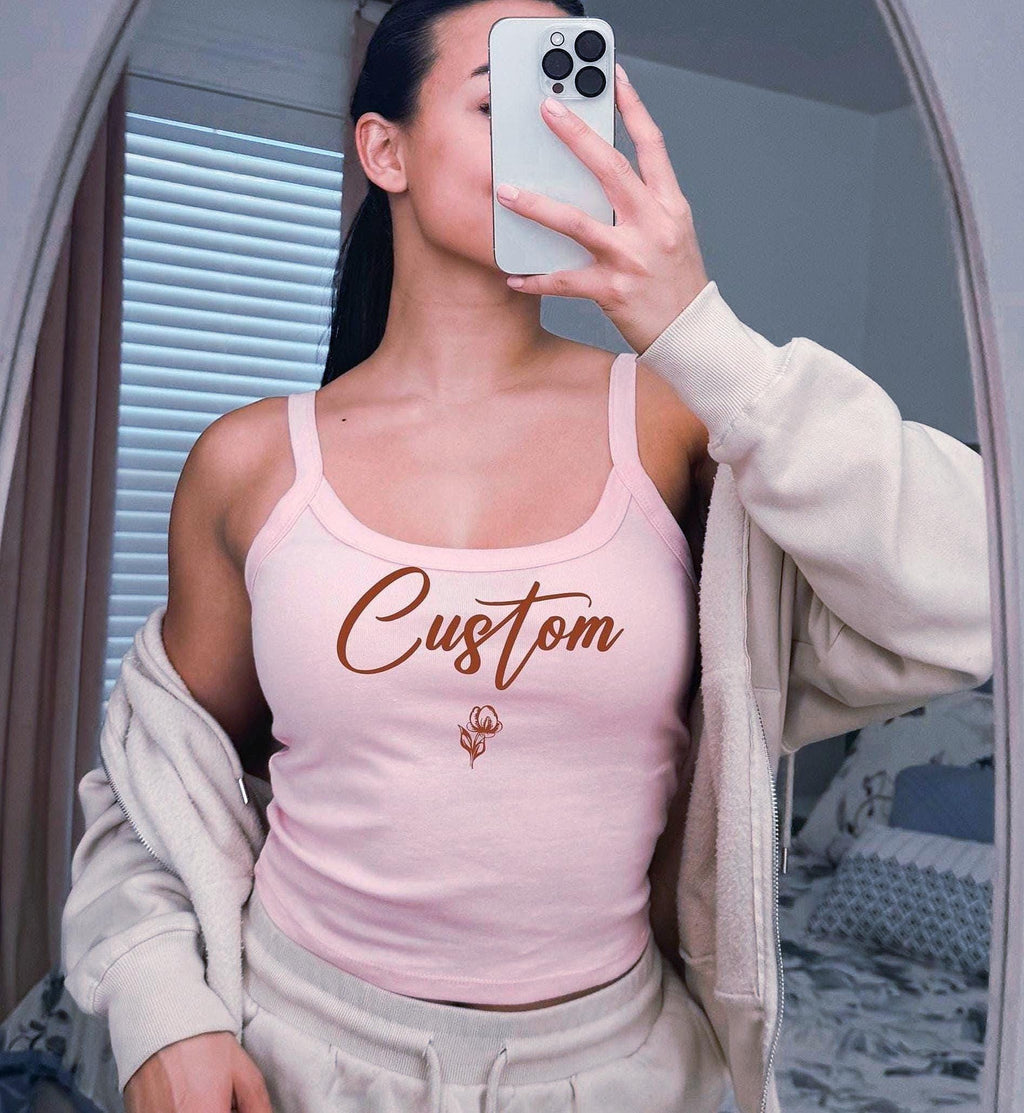 Custom Spaghetti Strap Cami, Personalized Thin or Thick Spaghetti Tank Tops, Square Neck Strap Tank Top, Minimal Summer Crop Top for Women