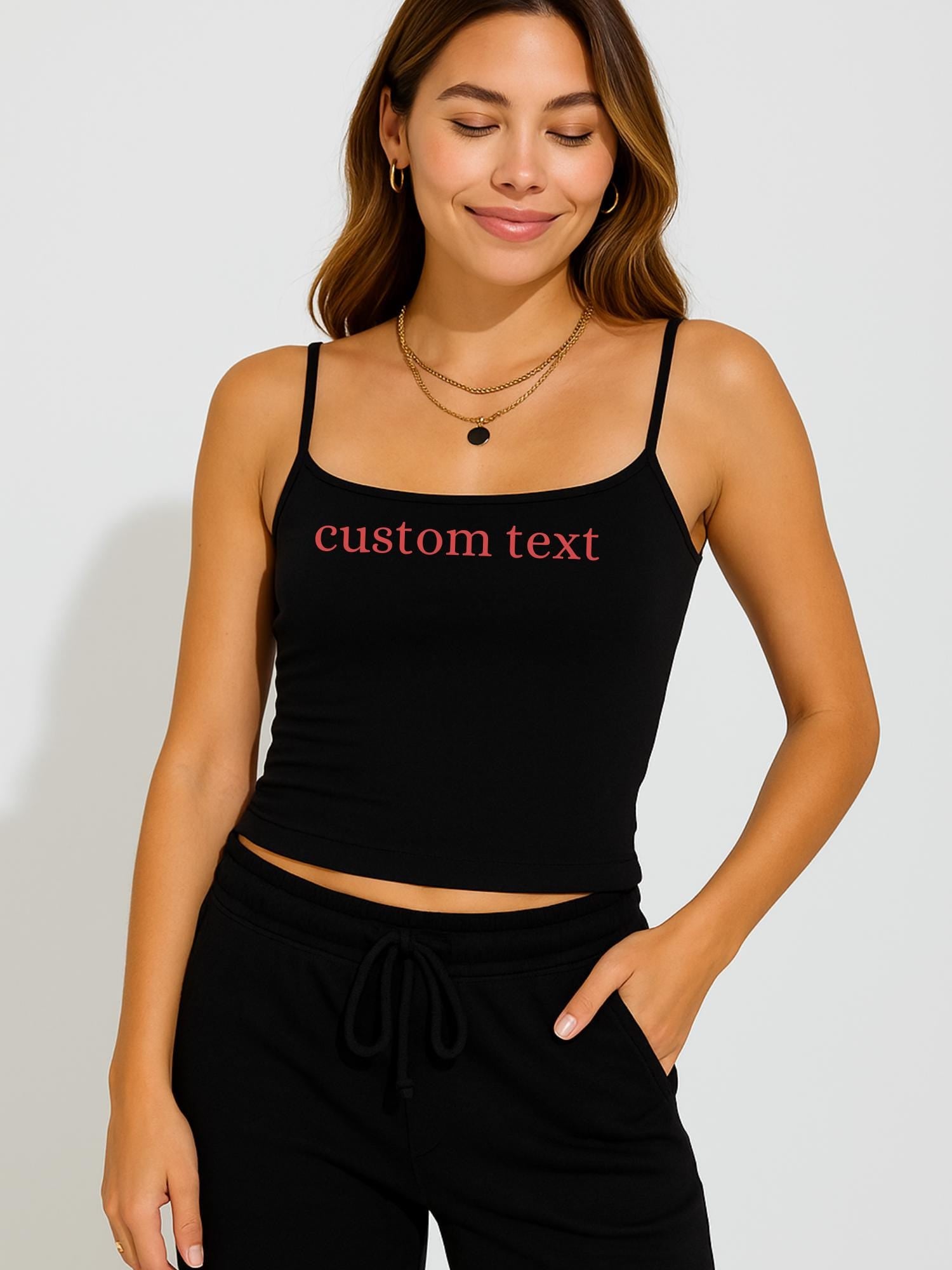 Custom Spaghetti Strap Cami, Personalized Thin or Thick Spaghetti Tank Tops, Square Neck Strap Tank Top, Minimal Summer Crop Top for Women