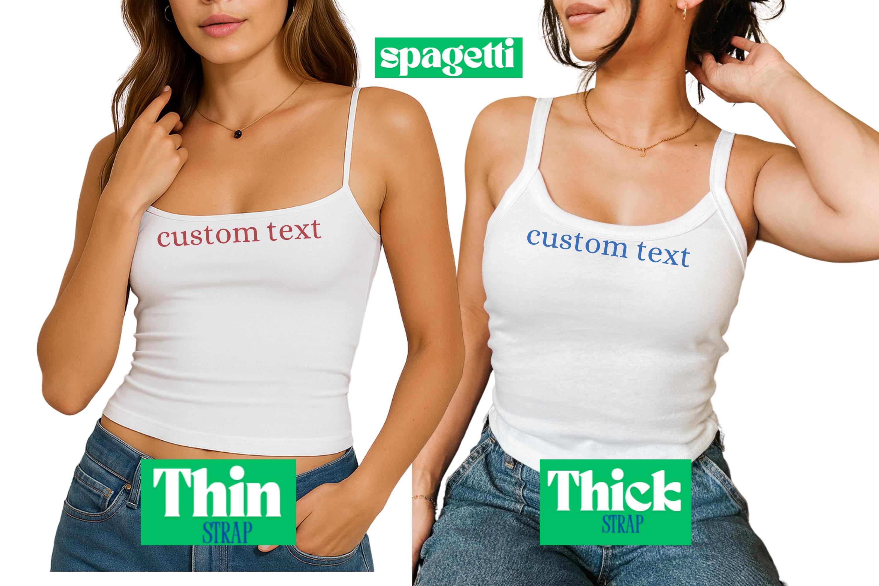 Custom Spaghetti Strap Cami, Personalized Thin or Thick Spaghetti Tank Tops, Square Neck Strap Tank Top, Minimal Summer Crop Top for Women