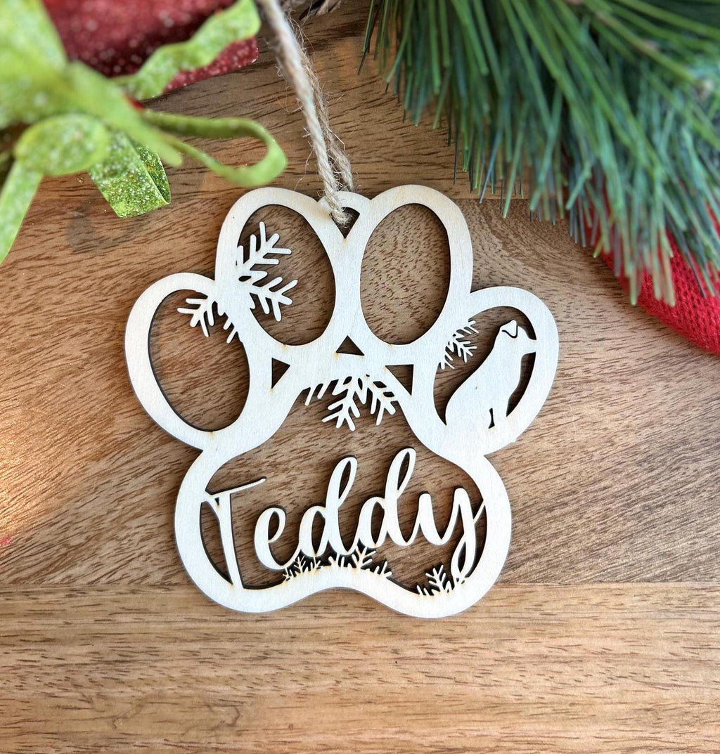 Personalized Dog Paw Ornament, Custom Cat with Name Christmas Ornament, Pet Memorial 2024 Ornament, Christmas Tree  Gift for Dog Mom