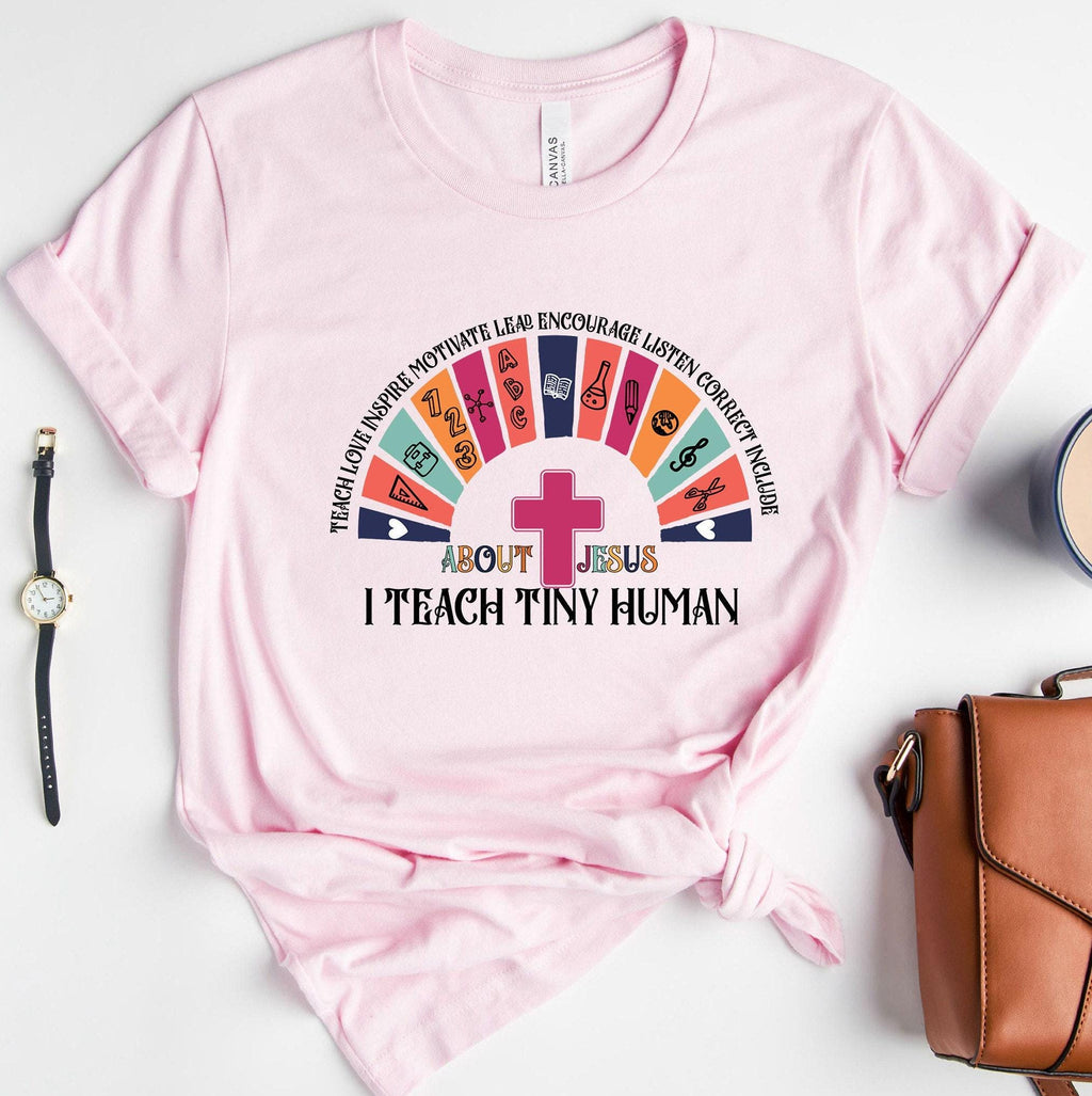 I Teach Tiny Human About Jesus Shirt, I Teach Tiny Human Shirt, Trendy Religious Teacher Gifts, Private Christian School Shirts