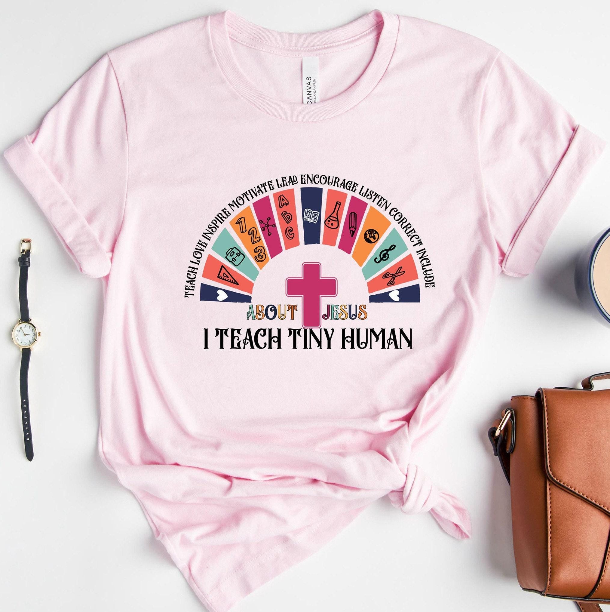 I Teach Tiny Human About Jesus Shirt, I Teach Tiny Human Shirt, Trendy Religious Teacher Gifts, Private Christian School