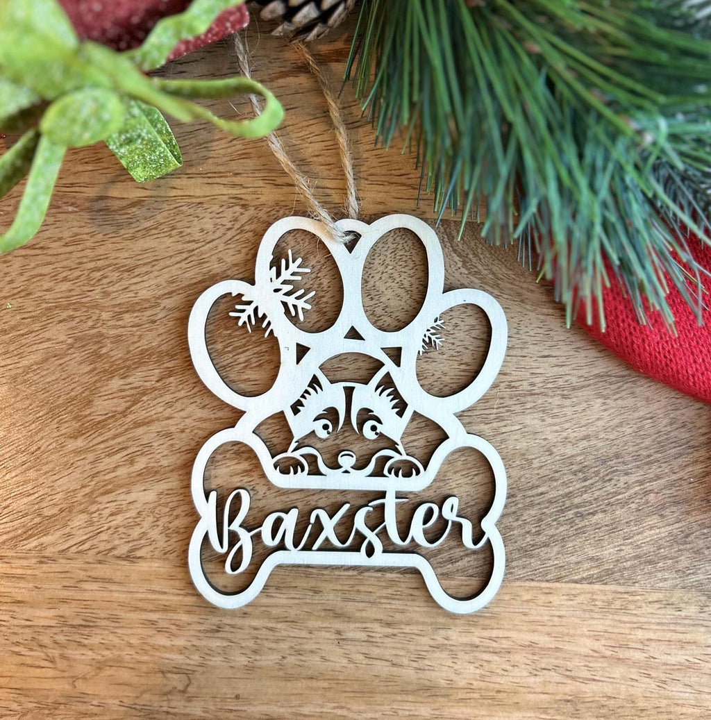 Personalized Dog Paw Ornament, Custom Cat with Name Christmas Ornament, Pet Memorial 2024 Ornament, Christmas Tree  Gift for Dog Mom