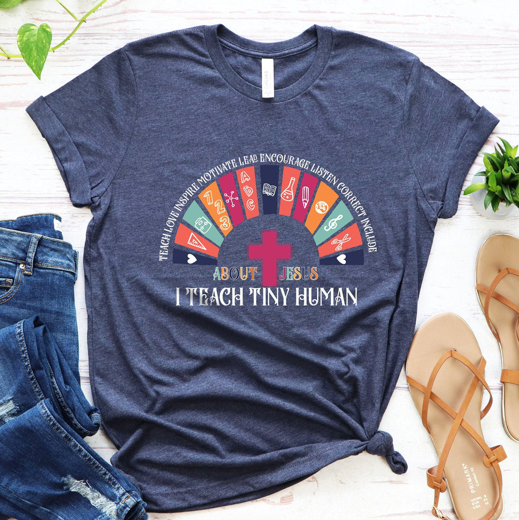 I Teach Tiny Human About Jesus Shirt, I Teach Tiny Human Shirt, Trendy Religious Teacher Gifts, Private Christian School Shirts