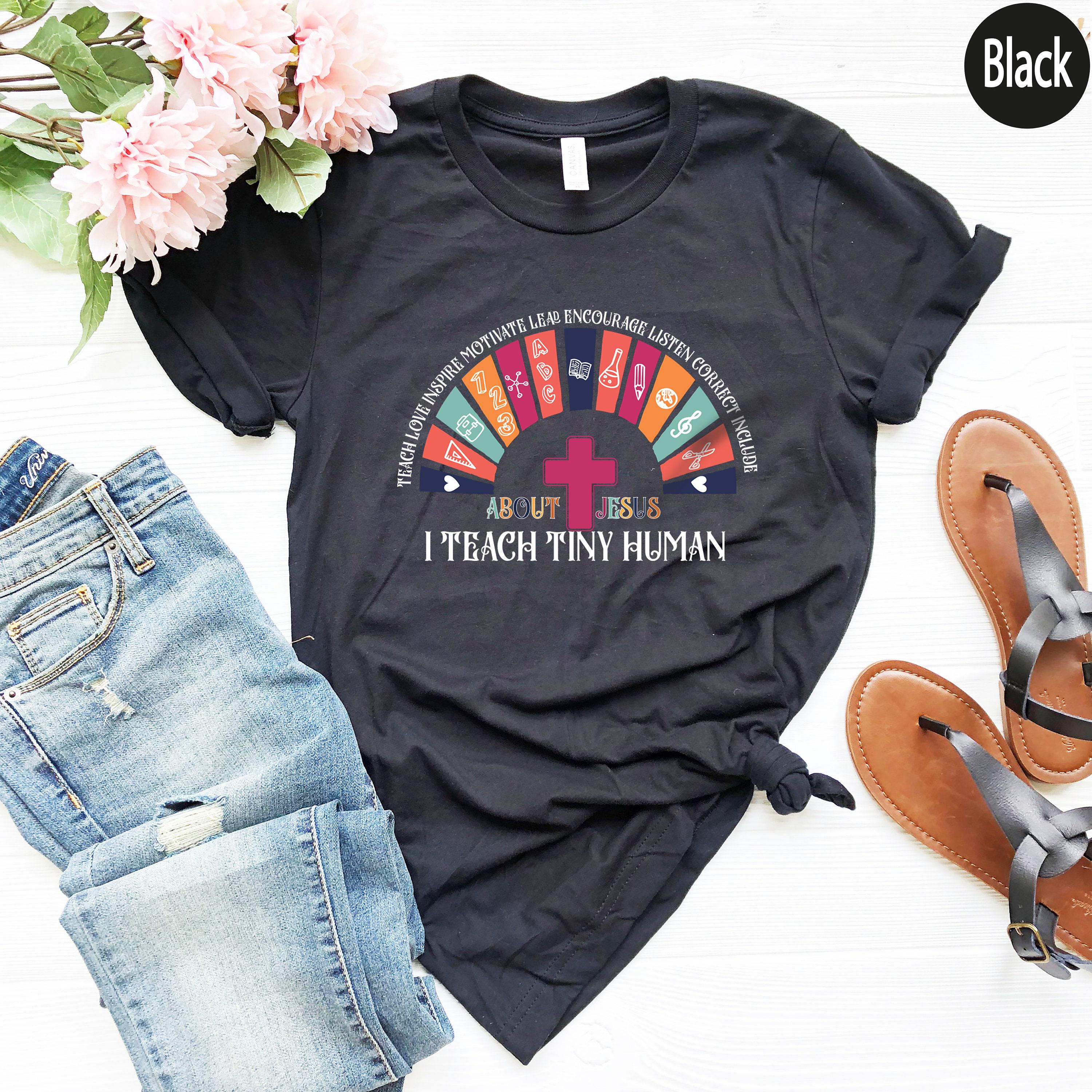 I Teach Tiny Human About Jesus Shirt, I Teach Tiny Human Shirt, Trendy Religious Teacher Gifts, Private Christian School Shirts