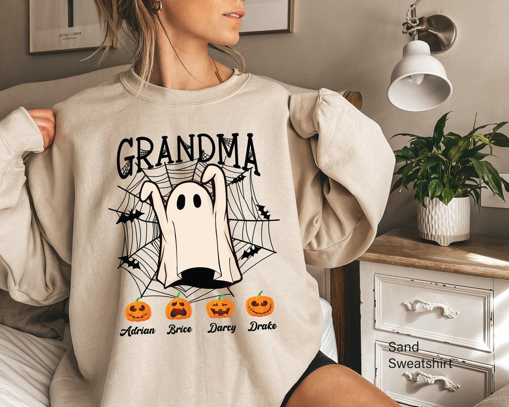 Custom Grandma Shirt With Grandkids Names, Funny Halloween Shirt For Grandma,  Sweatshirt, Custom Halloween Gifts For Grandma