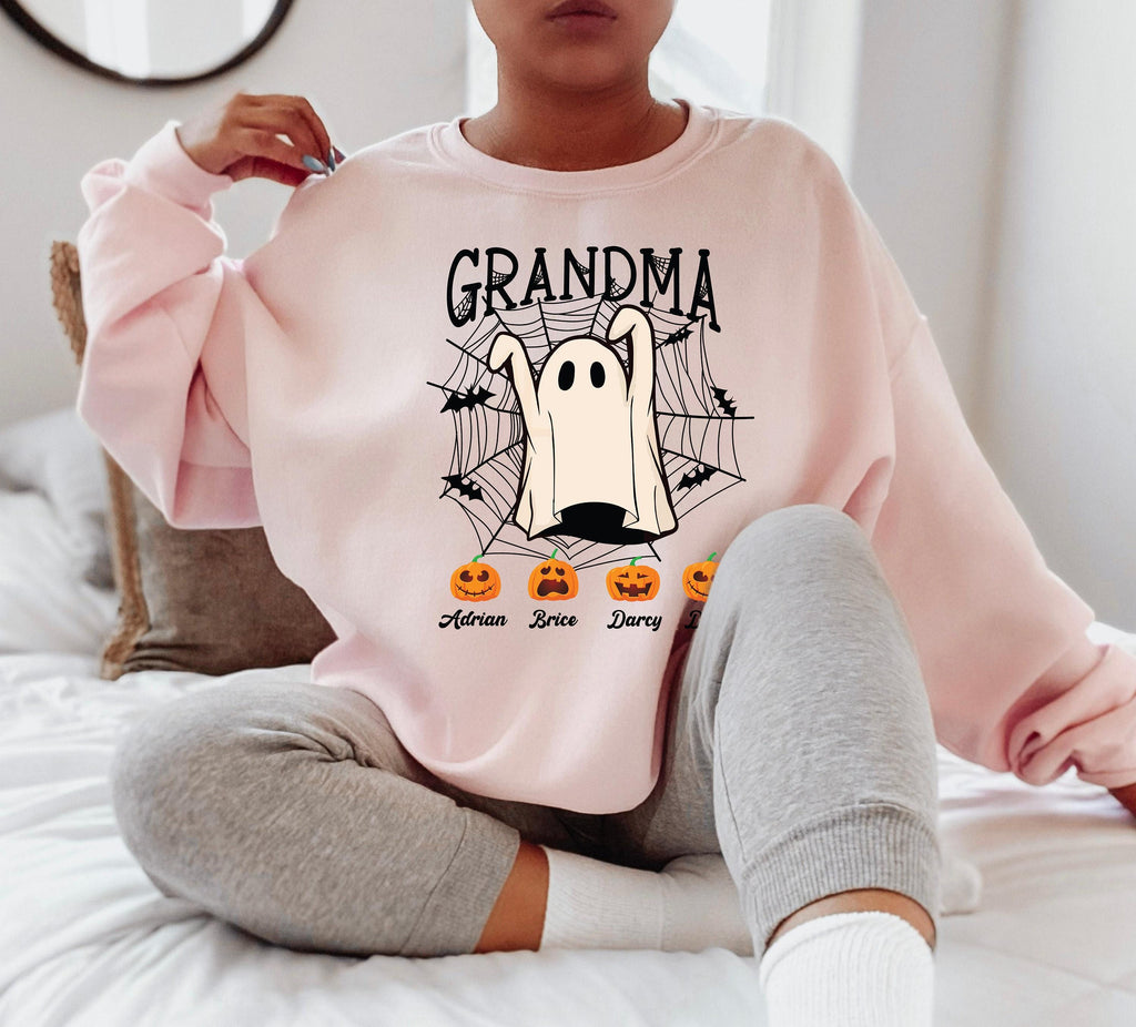 Custom Grandma Shirt With Grandkids Names, Funny Halloween Shirt For Grandma,  Sweatshirt, Custom Halloween Gifts For Grandma