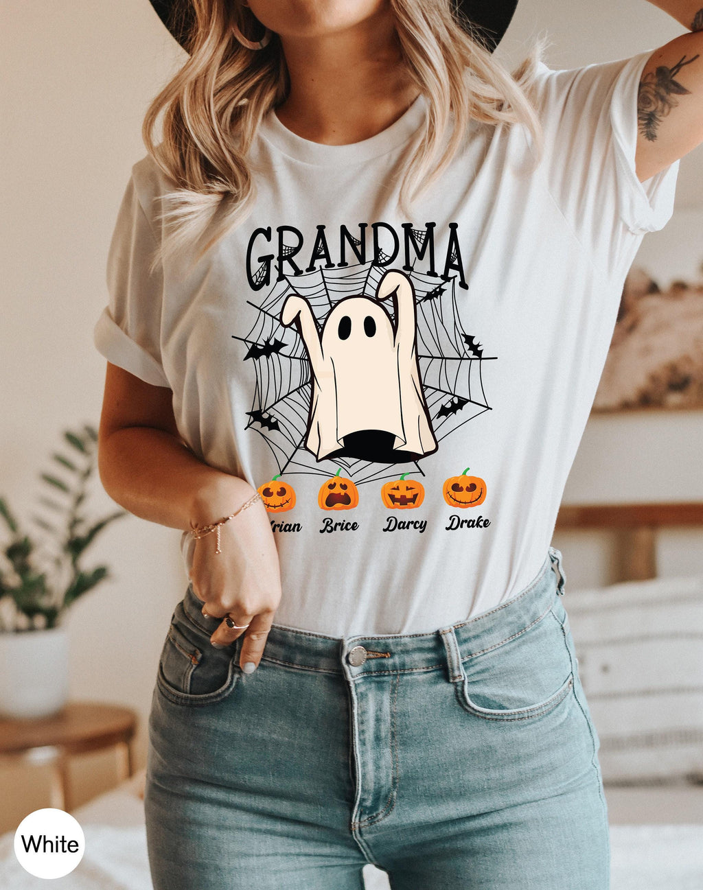 Custom Grandma Shirt With Grandkids Names, Funny Halloween Shirt For Grandma,  Sweatshirt, Custom Halloween Gifts For Grandma
