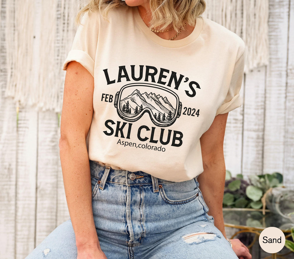 Custom Ski Bachelorette Sweatshirt, Personalized Ski Club Shirt, Winter Bachelorette Party Hoodie, Ski Lover Tee, Bridal Party Gift