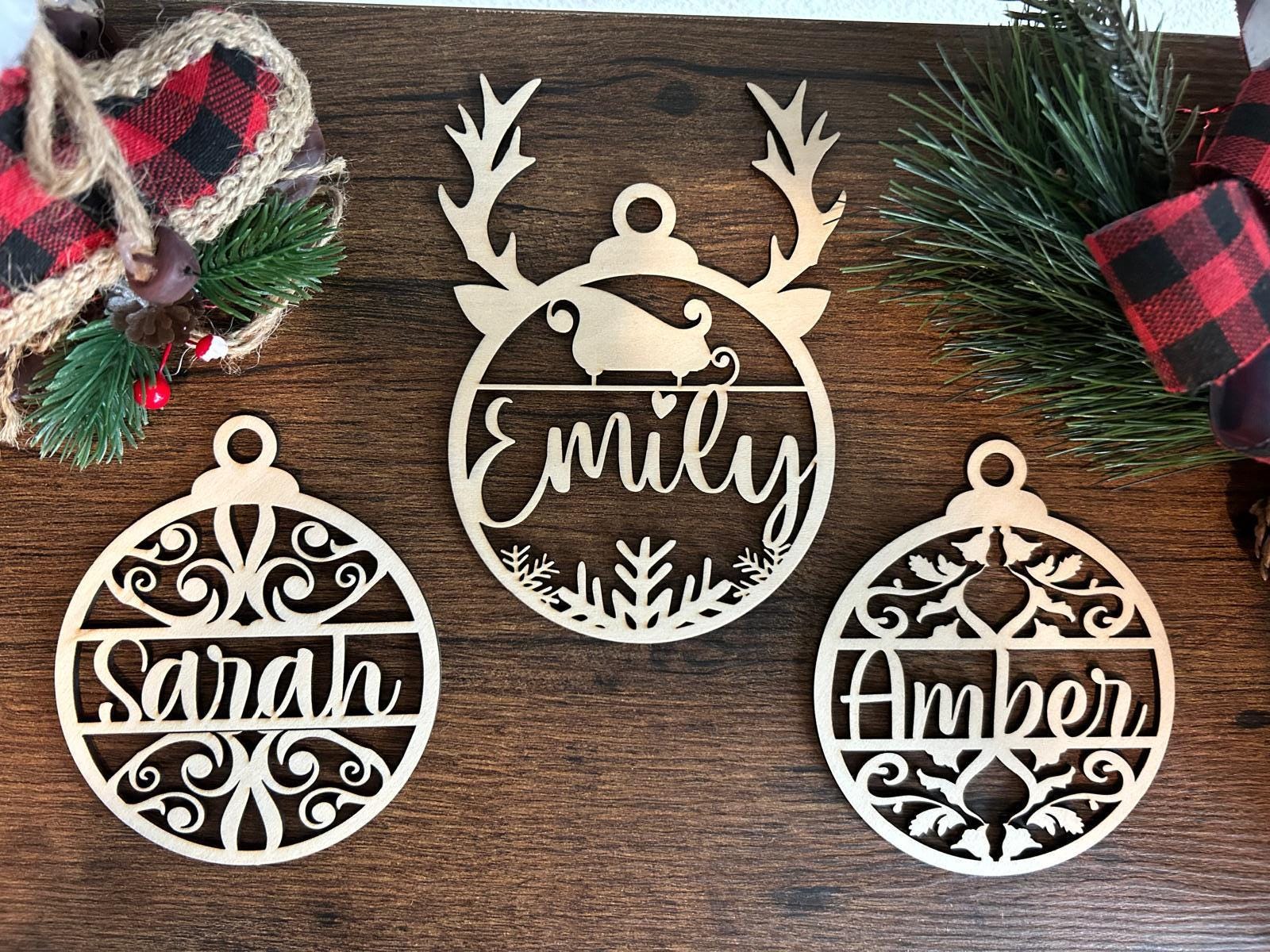 Custom Name Christmas Wood Ornament, Personalized Name Ornament, Christmas Wood Ornament, Family Christmas Tree Decor, Christmas Gifts