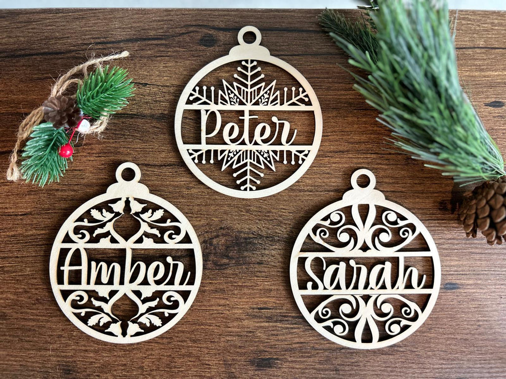Custom Name Christmas Wood Ornament, Personalized Name Ornament, Christmas Wood Ornament, Family Christmas Tree Decor, Christmas Gifts