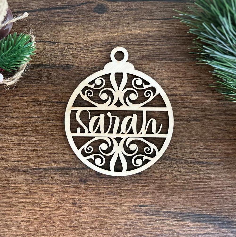 Custom Name Christmas Wood Ornament, Personalized Name Ornament, Christmas Wood Ornament, Family Christmas Tree Decor, Christmas Gifts