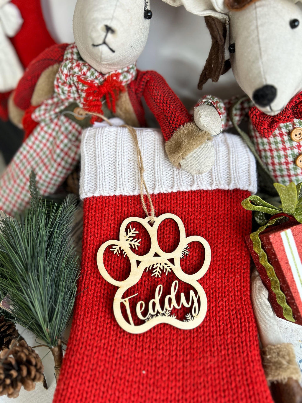 Personalized Dog Paw with Bone Ornament, Custom Dog Name Ornament, Dog Bone Ornament, New Dog Ornament, Dog's Christmas Ornament
