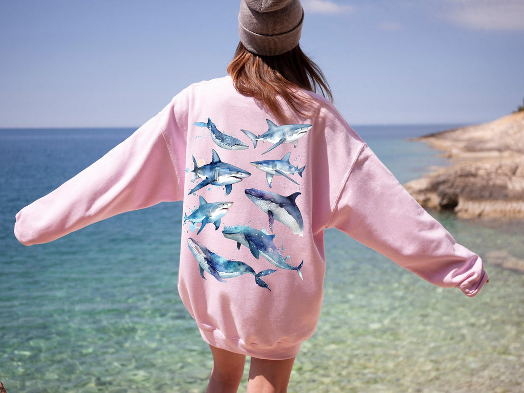 Aesthetic Sea Animals Hoodie, Clever Shark Sweatshirt For Shark Lover, Types Of Shark T-Shirts, Ocean Trip Shirt,, Trendy Shark Gifts