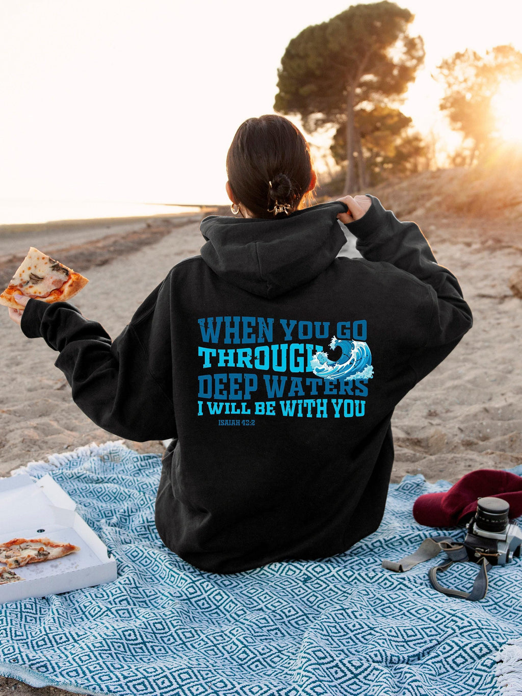 When You Go Through Deep Waters Shirt, Bible Verse Hoodie For Women, Minimalist Christian Themed Sweatshirt, Gift For Mom