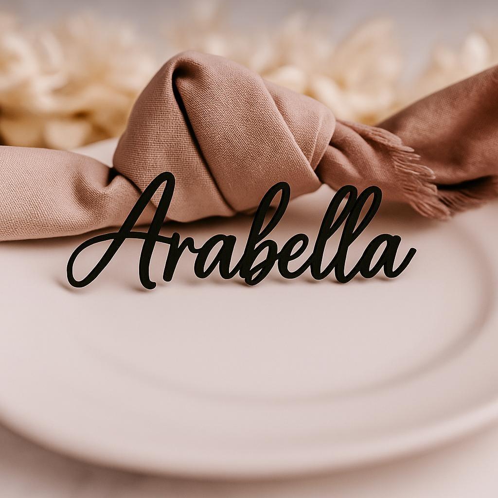 Custom Wood Name Tag, Elegant Wedding Place Card, Personalized Wooden Name Sign for Table Settings, Customized Special Dinner Name Sign,