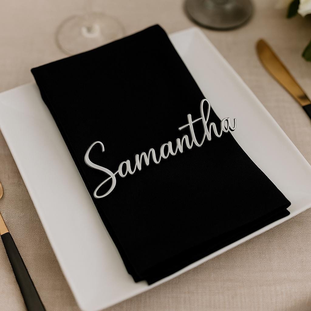 Custom Wood Name Tag, Elegant Wedding Place Card, Personalized Wooden Name Sign for Table Settings, Customized Special Dinner Name Sign,