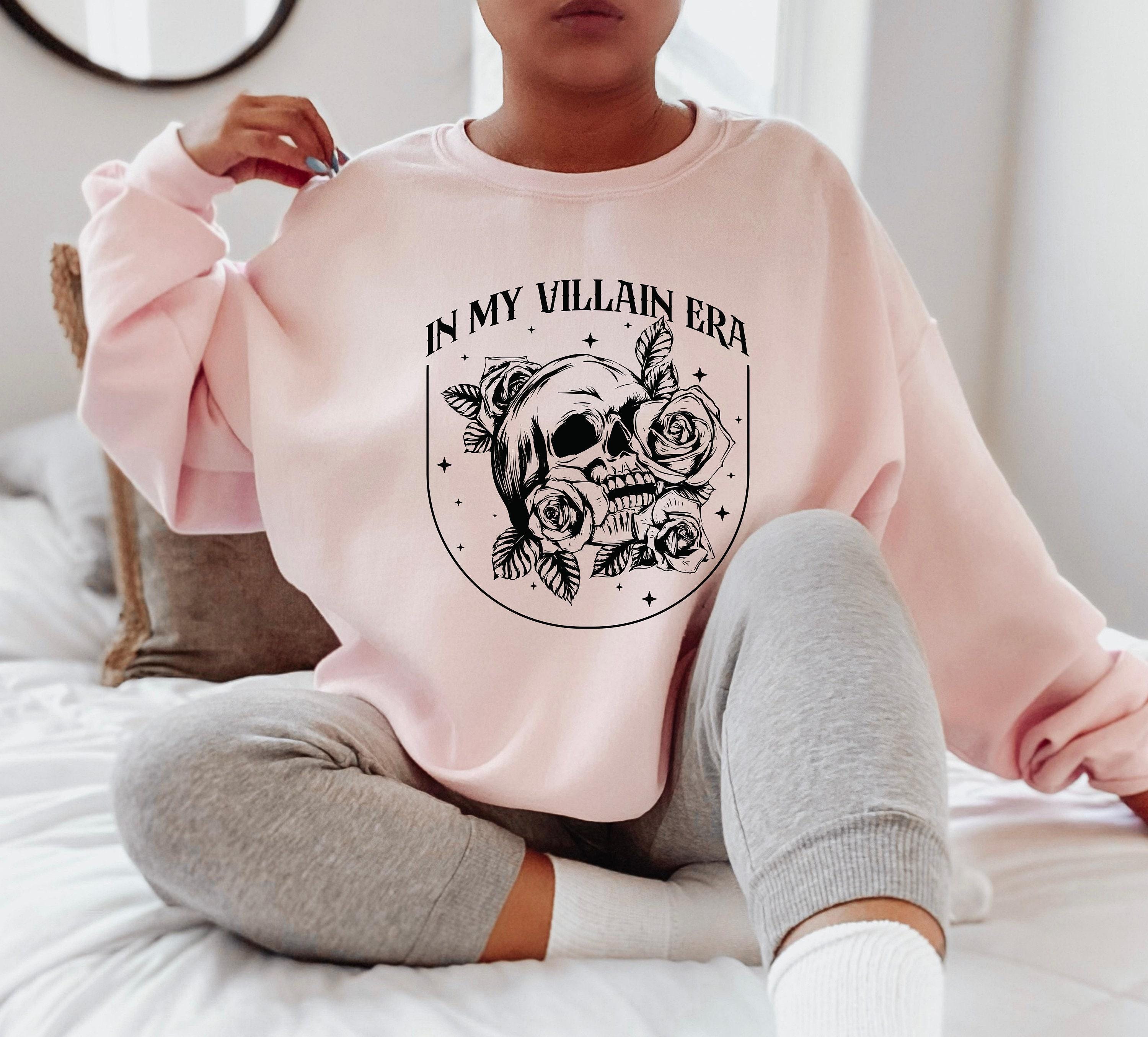 In My Villain Era Sweatshirt, Skull Hoodie, Rose Sweater, Flowery Skeleton Shirt, Book Lover Sweat, Bookish Gift For Teenager