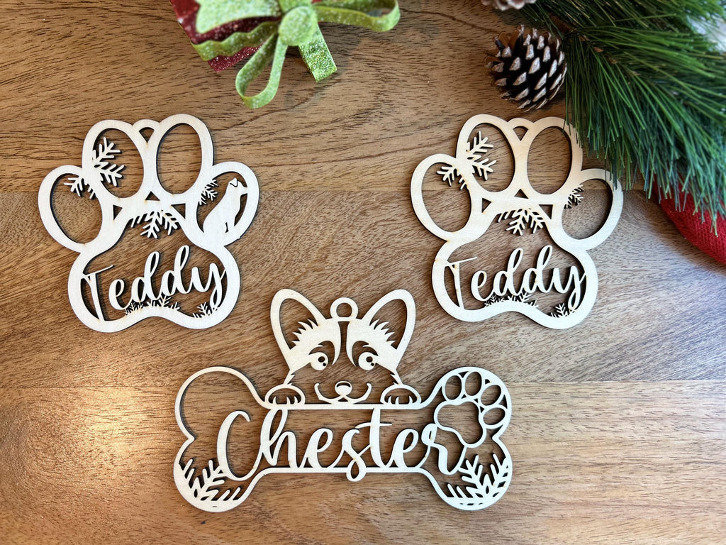Personalized Dog Paw Ornament, Custom Cat with Name Christmas Ornament, Pet Memorial 2024 Ornament, Christmas Tree  Gift for Dog Mom