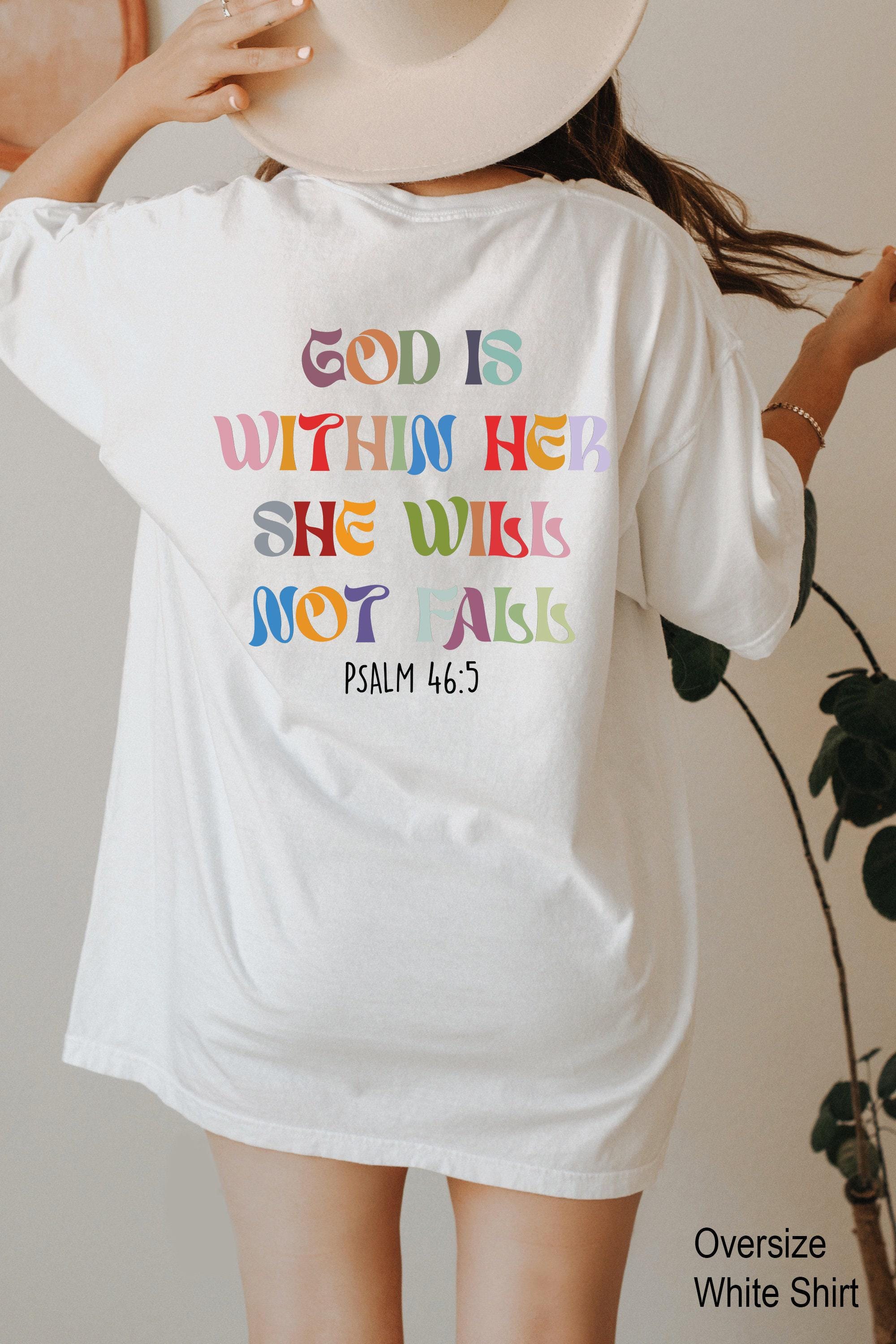 Aesthetic Christian Sweatshirt, God Is Within Her She Will Not Fall Shirt, Bible Verse Gifts for Mothers Day, Women's Religious Shirt