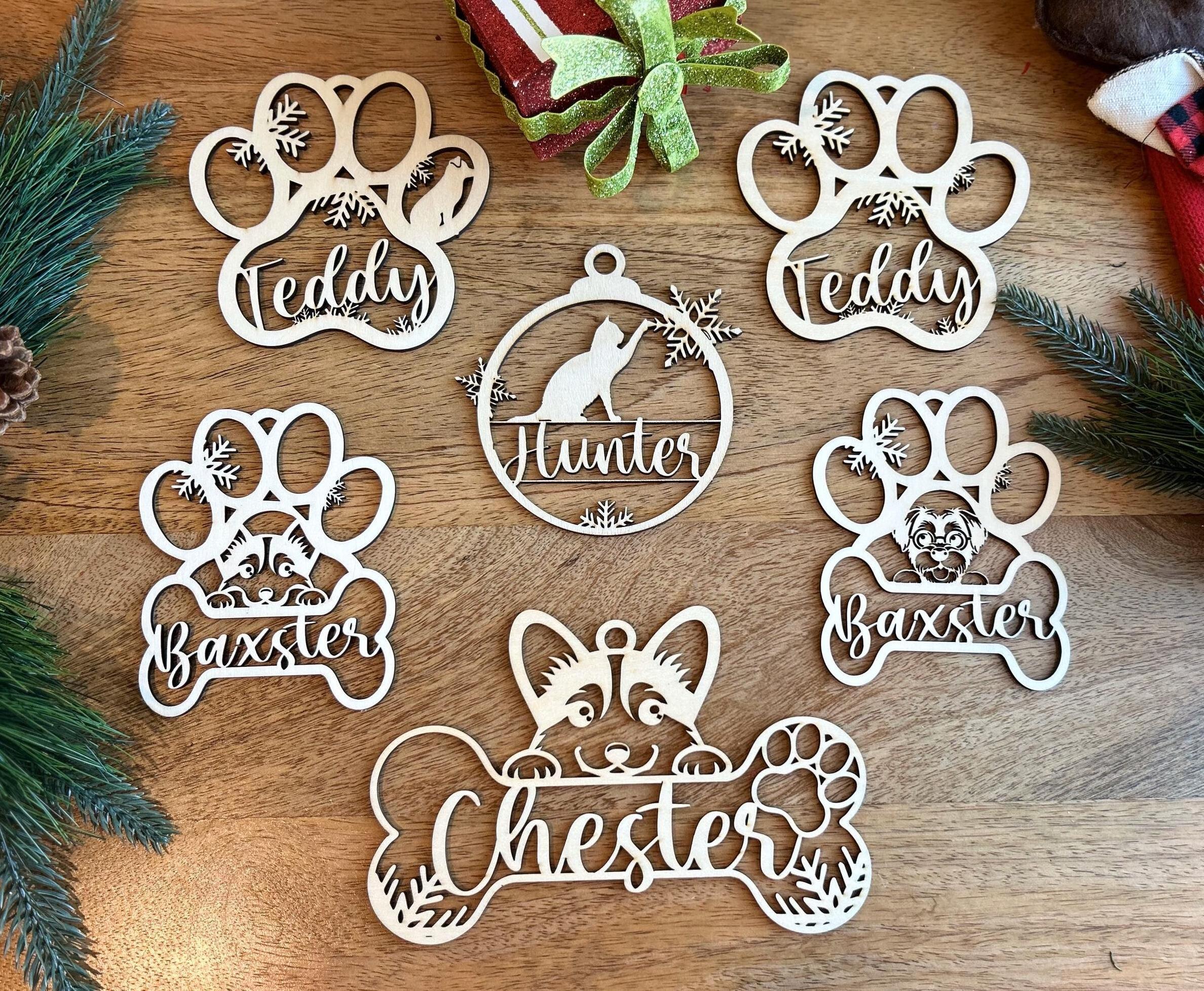 Custom Dog Paw Ornament, Personalized Dog with Name Christmas Ornament, Pet Memorial 2024 Ornament, Christmas Decor Ornament