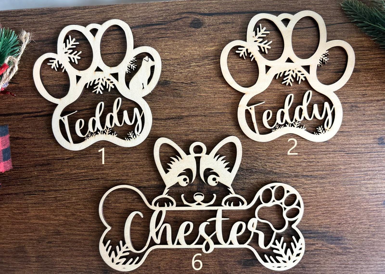 Custom Dog Paw Ornament, Personalized Dog with Name Christmas Ornament, Pet Memorial 2024 Ornament, Christmas Decor Ornament