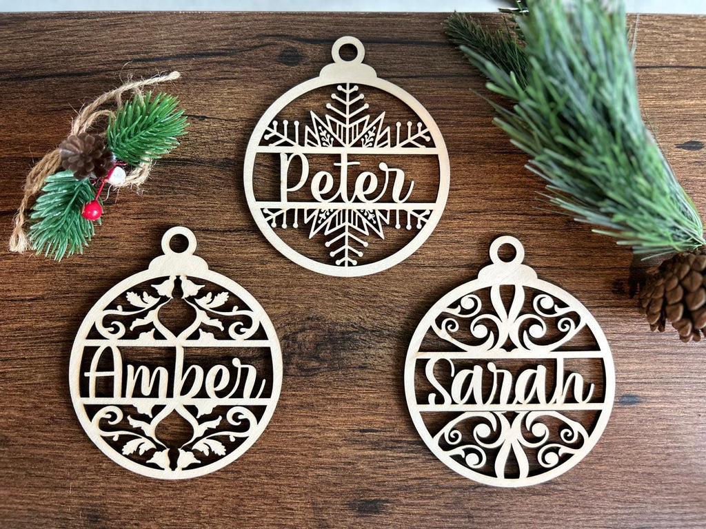 Custom Name Christmas Wood Ornament, Personalized Name Ornament, Christmas Wood Ornament, Family Christmas Tree Decor, Christmas Gifts