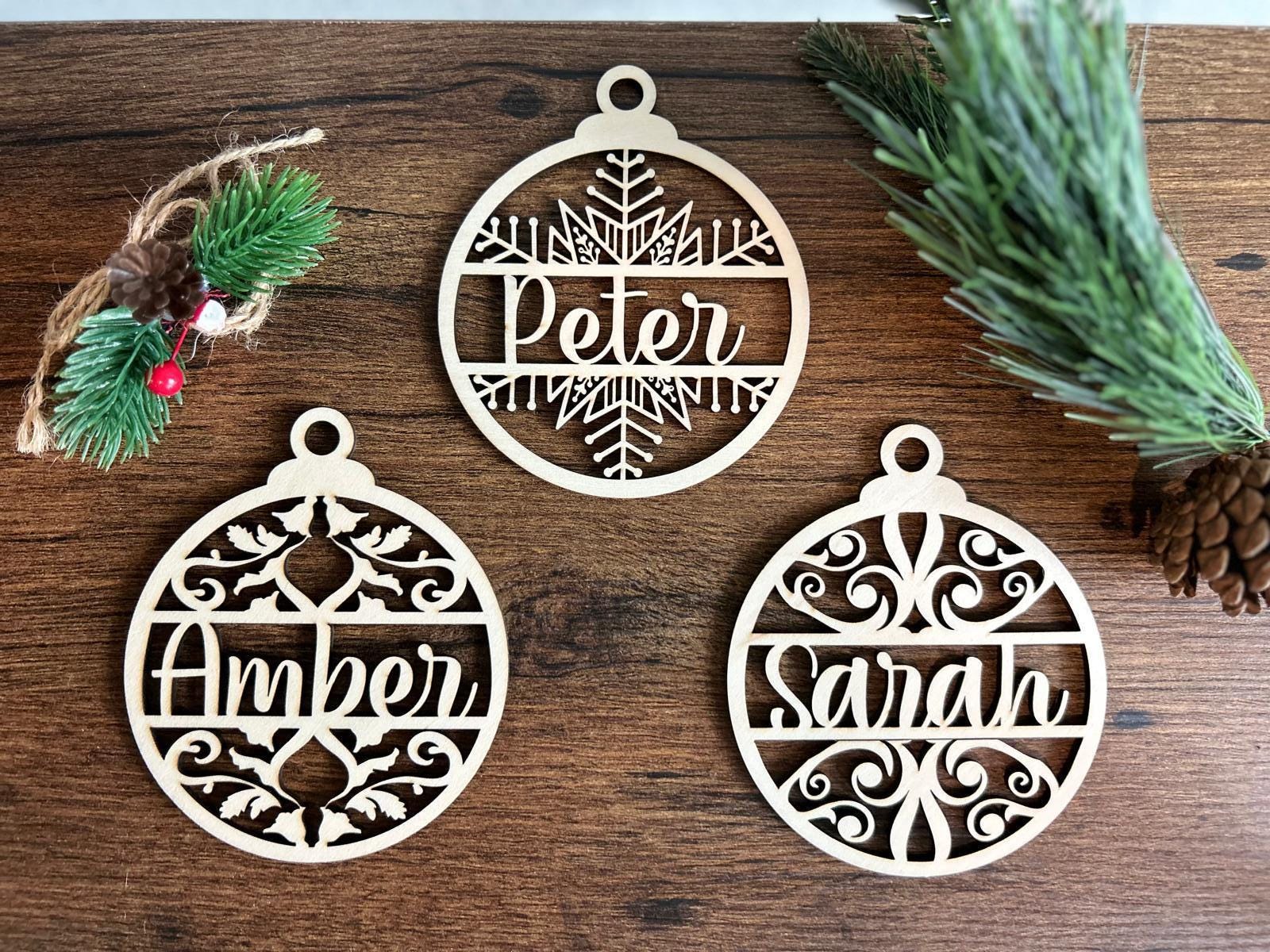 Custom Name Christmas Wood Ornament, Personalized Name Ornament, Christmas Wood Ornament, Family Christmas Tree Decor, Christmas Gifts