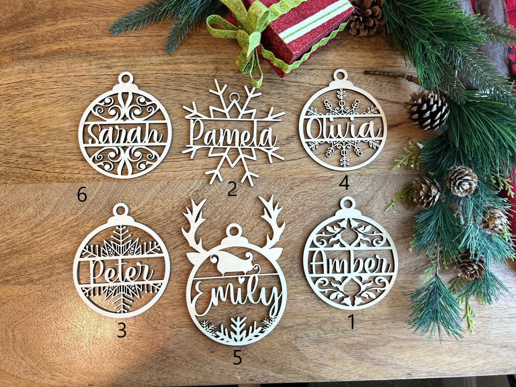 Custom Name Christmas Wood Ornament, Personalized Name Ornament, Christmas Wood Ornament, Family Christmas Tree Decor, Christmas Gifts