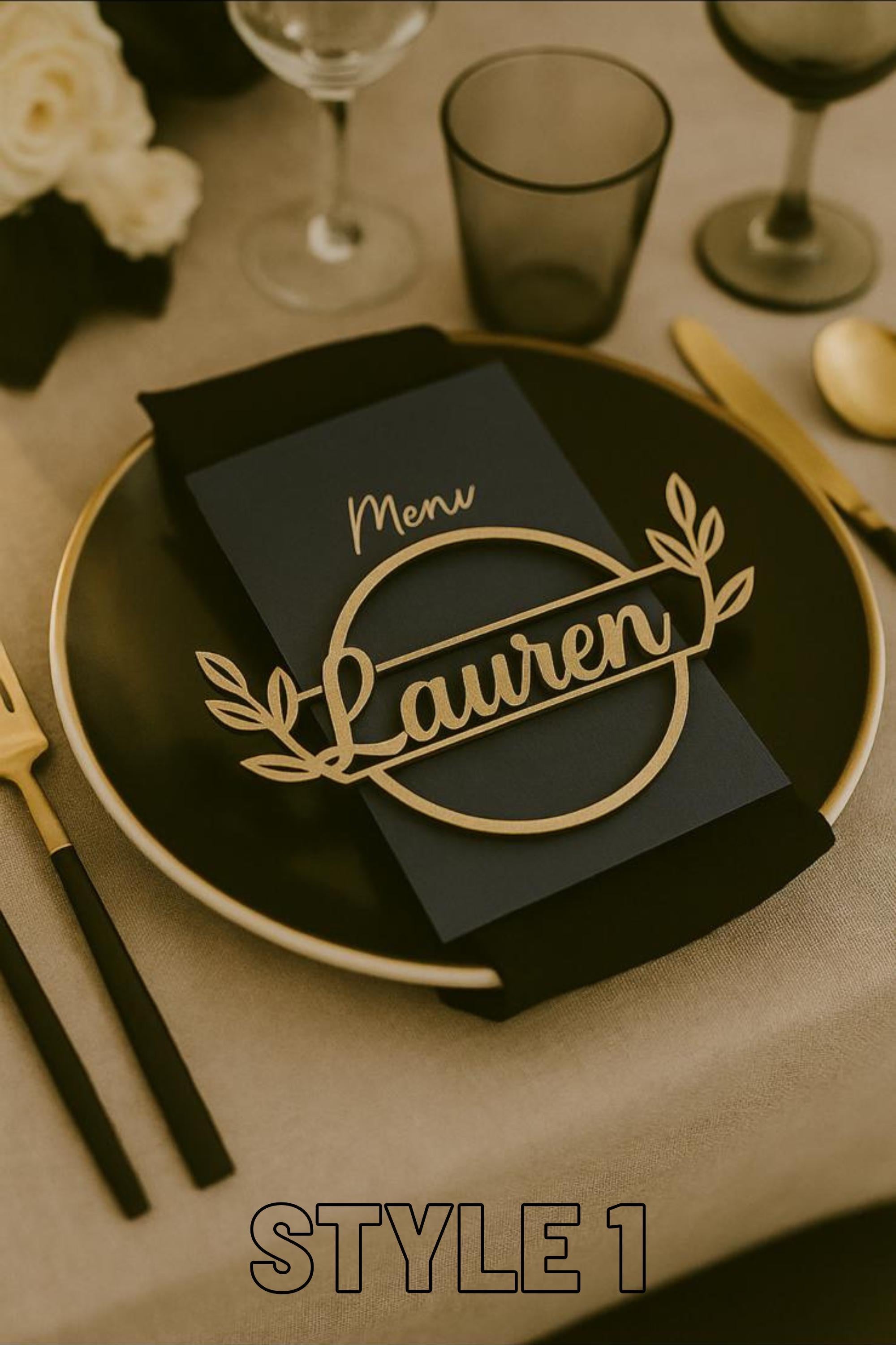 Custom Wood Name Tag, Elegant Wedding Place Card, Personalized Wooden Name Sign for Table Settings, Custom Special Dinner Name Sign