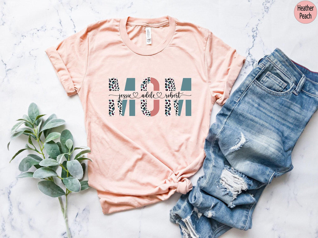 Custom Mom Sweatshirt With Kids Names, Personalized Leopard Mom Shirt, Mother's Day Gifts For Women, Custom Kids Names Mom Hoodie