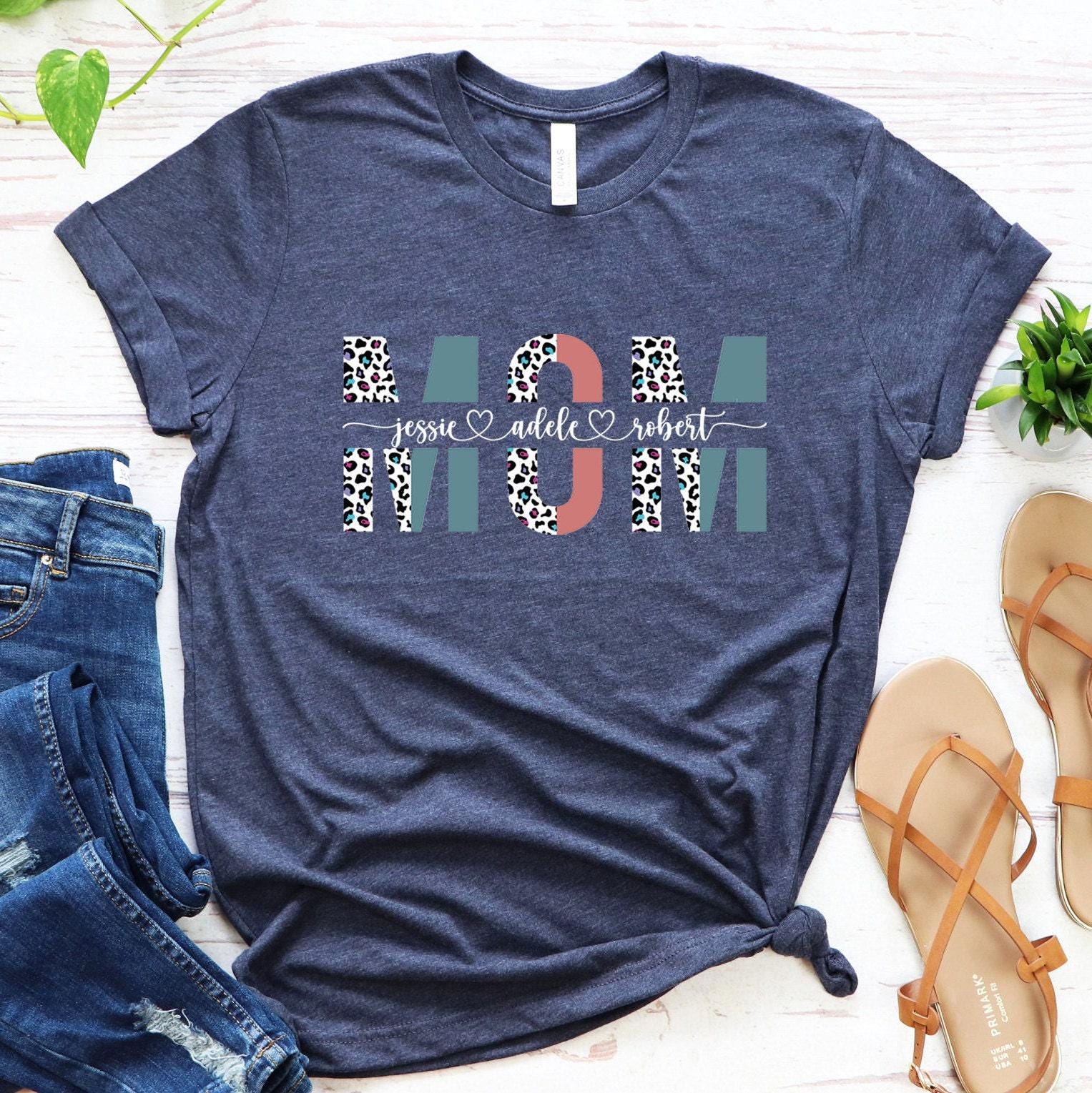 Custom Mom Sweatshirt With Kids Names, Personalized Leopard Mom Shirt, Mother's Day Gifts For Women, Custom Kids Names Mom Hoodie