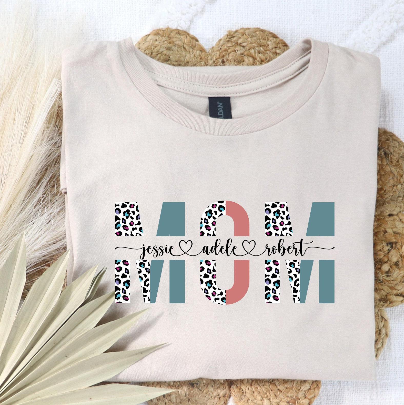 Custom Mom Sweatshirt With Kids Names, Personalized Leopard Mom Shirt, Mother's Day Gifts For Women, Custom Kids Names Mom Hoodie