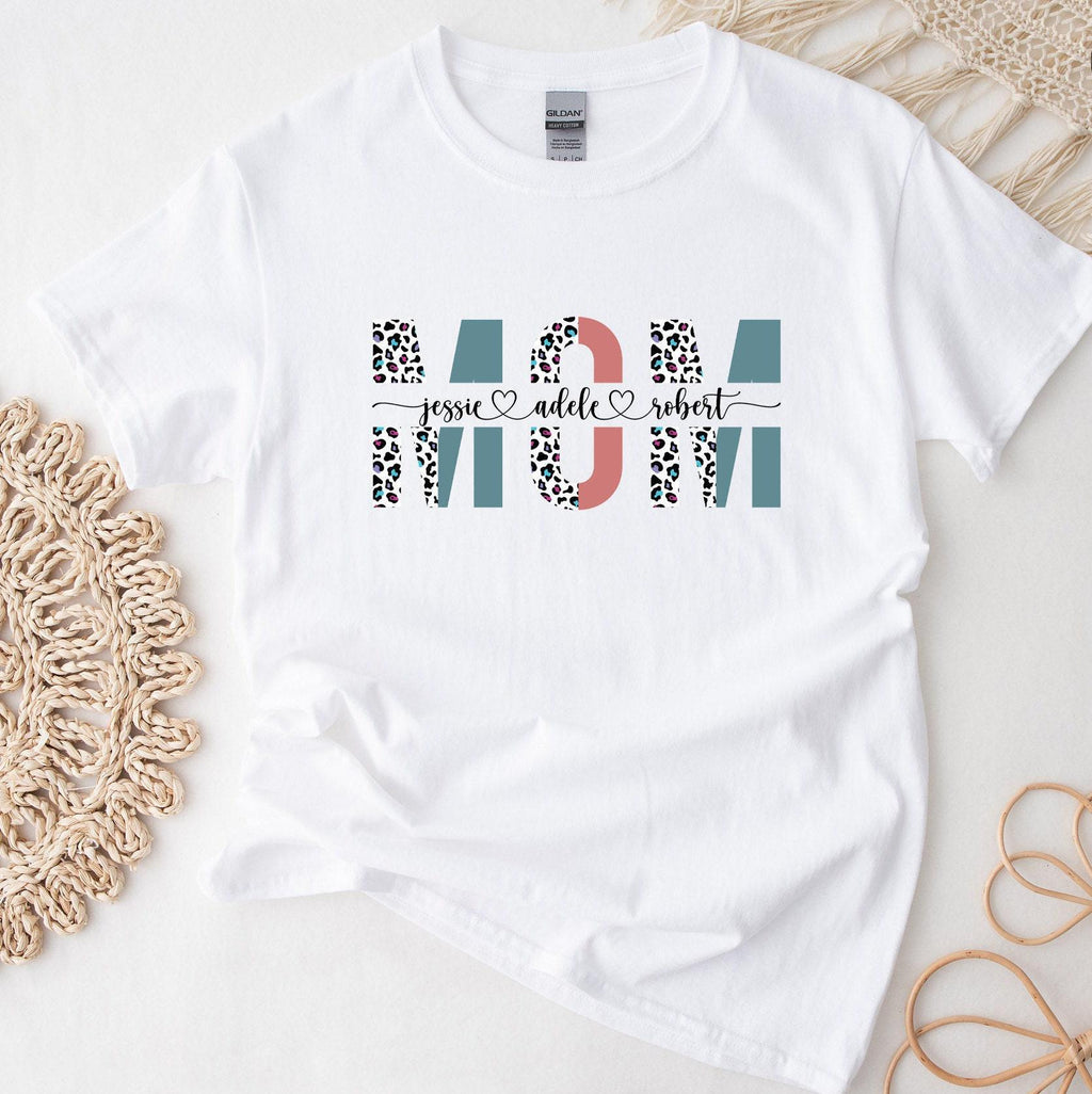 Custom Mom Sweatshirt With Kids Names, Personalized Leopard Mom Shirt, Mother's Day Gifts For Women, Custom Kids Names Mom Hoodie