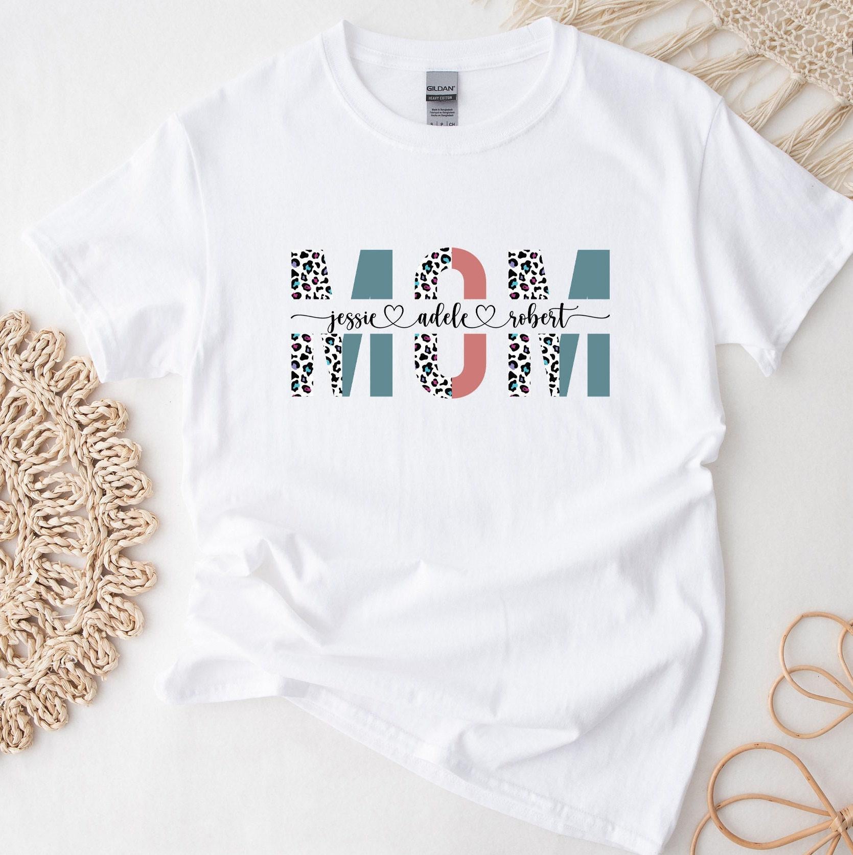 Custom Mom Sweatshirt With Kids Names, Personalized Leopard Mom Shirt, Mother's Day Gifts For Women, Custom Kids Names Mom Hoodie