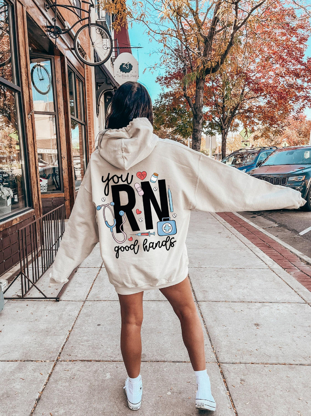You RN Good Hands Hoodie, Cute Nurse Sweatshirt For Work, Women's RN Shirt, Registered Nurse Tshirt, Nursing Student Graduation Gifts