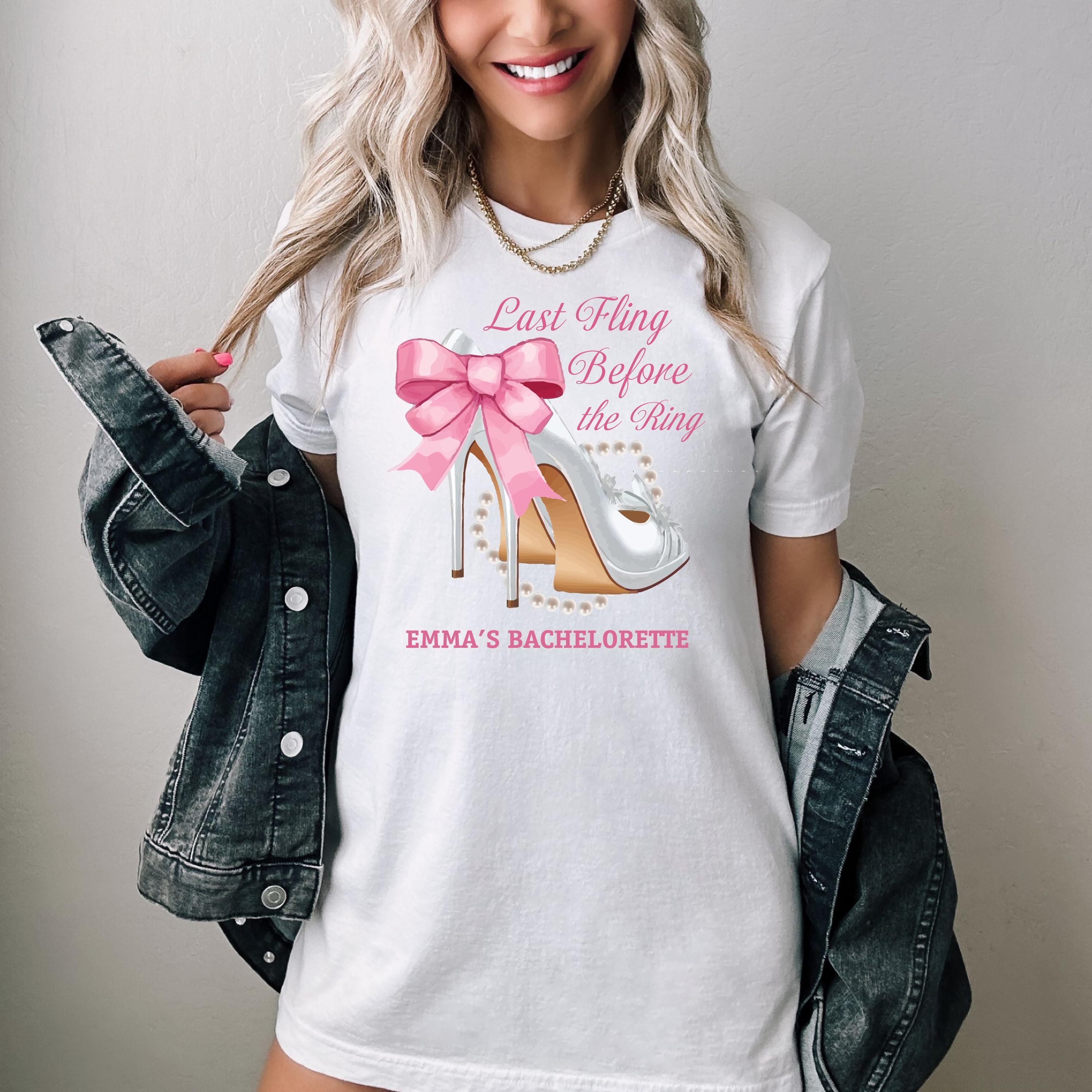 Last Fling Before The Ring Sweatshirt with Name, Custom Bachelorette Party T-Shirt, Wedding Hoodie, Bach Baby Tee, Bridal Shower Gift