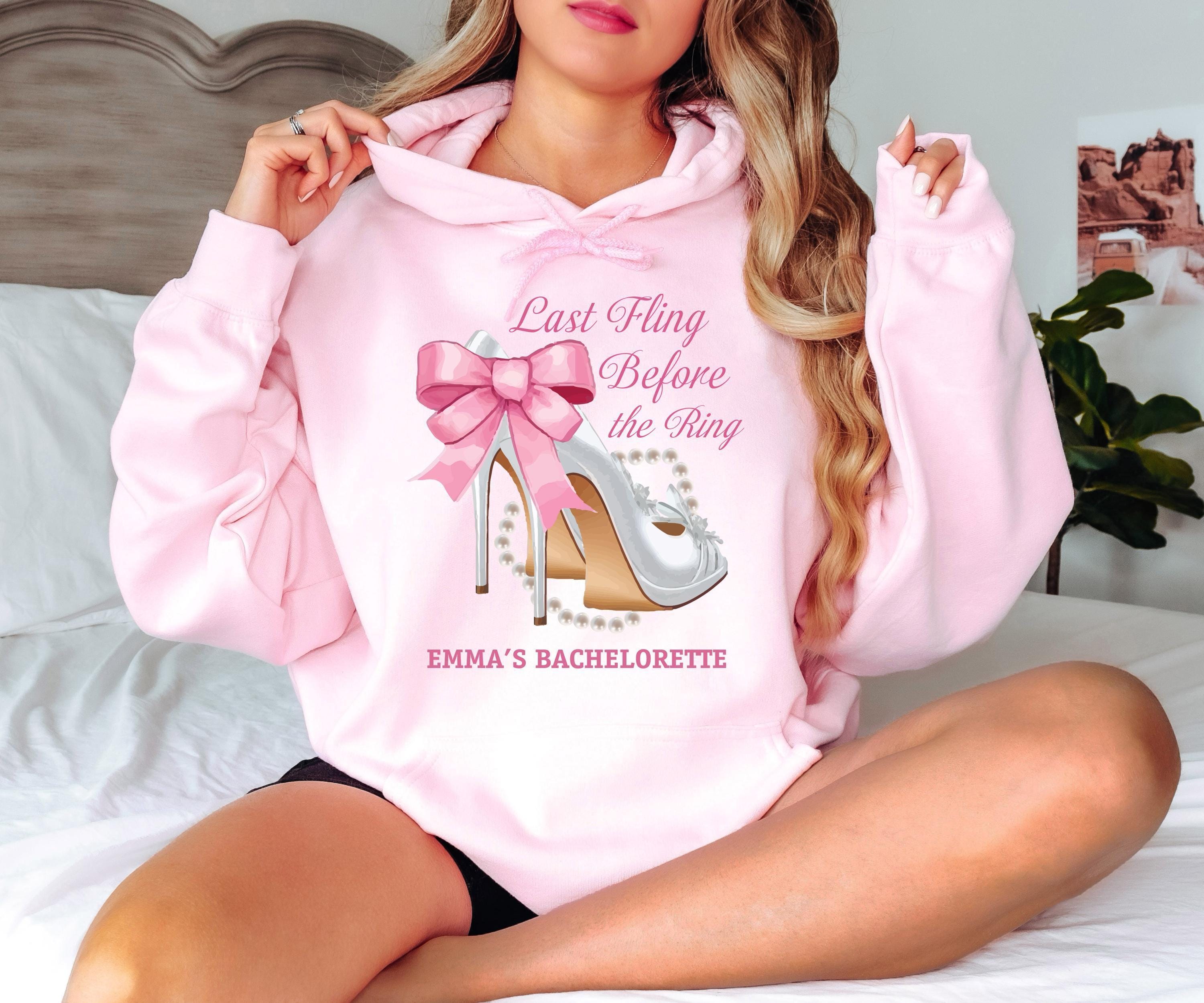 Last Fling Before The Ring Sweatshirt with Name, Custom Bachelorette Party T-Shirt, Wedding Hoodie, Bach Baby Tee, Brida