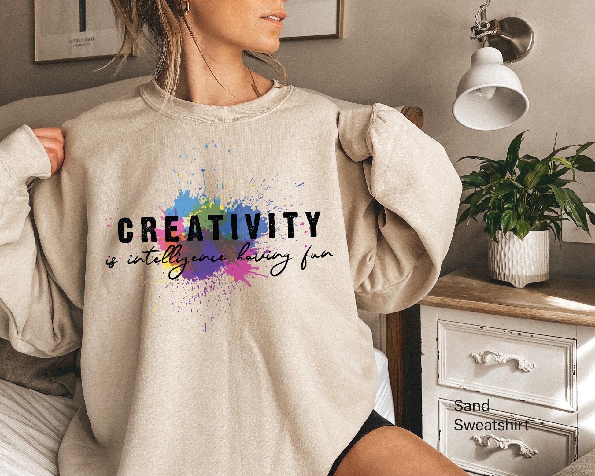 Creativity Intelligence Is Having Fun Sweatshirt, Trendy Einstein Quote Hoodie, Motivational Slogan Shirt, Aesthetic Student Gifts