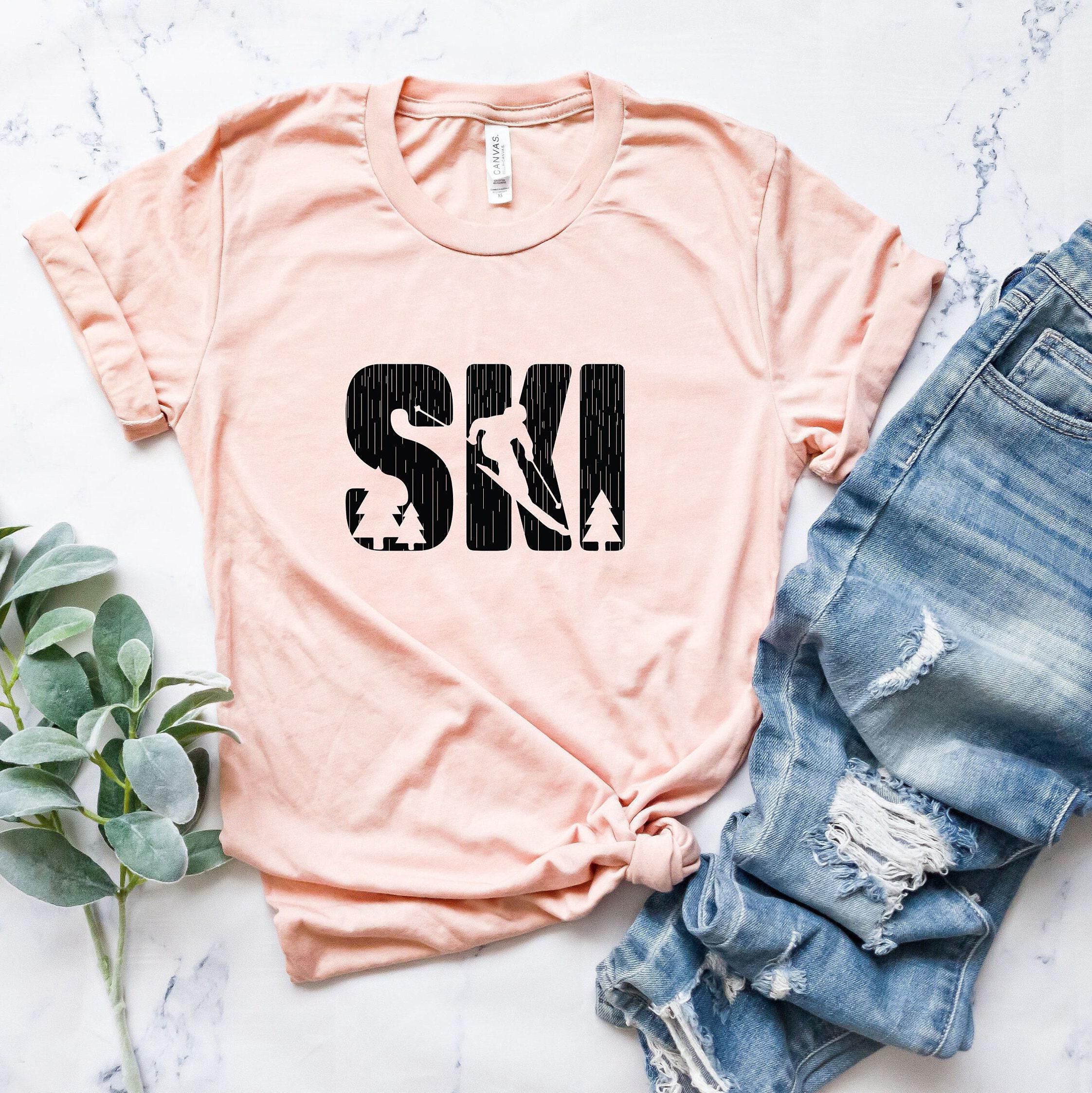 Aesthetic Ski Sweatshirt, Women's Skiing T-Shirt, Ski Gift For Her, Ski Graphic Hoodie, Trendy Gifts For Skiing, Mountain Sports Gift