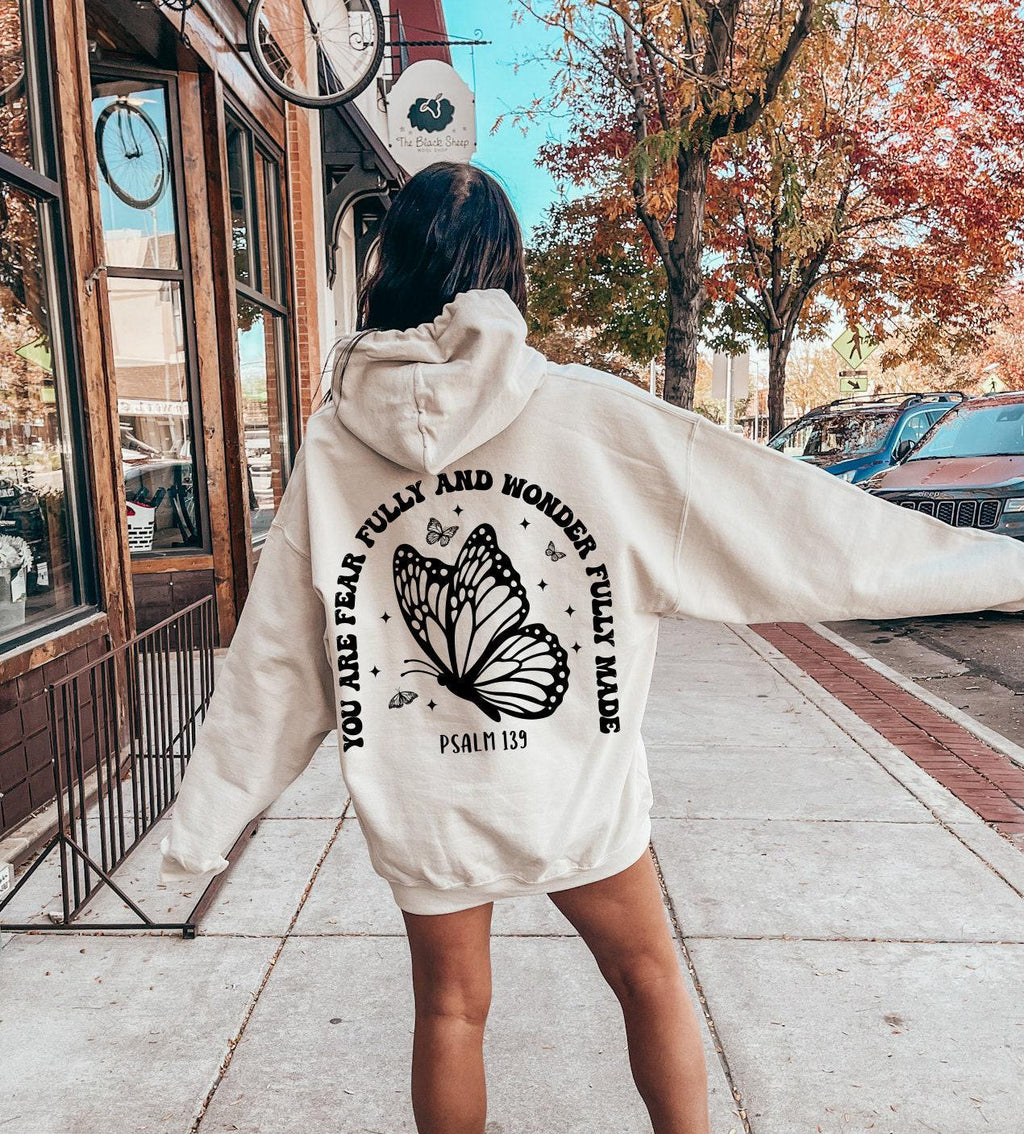You Are Fearfully And Wonderfully Made Hoodie, Bible Verse Sweatshirt For Women, Inspirational Shirt, Religious Gift For