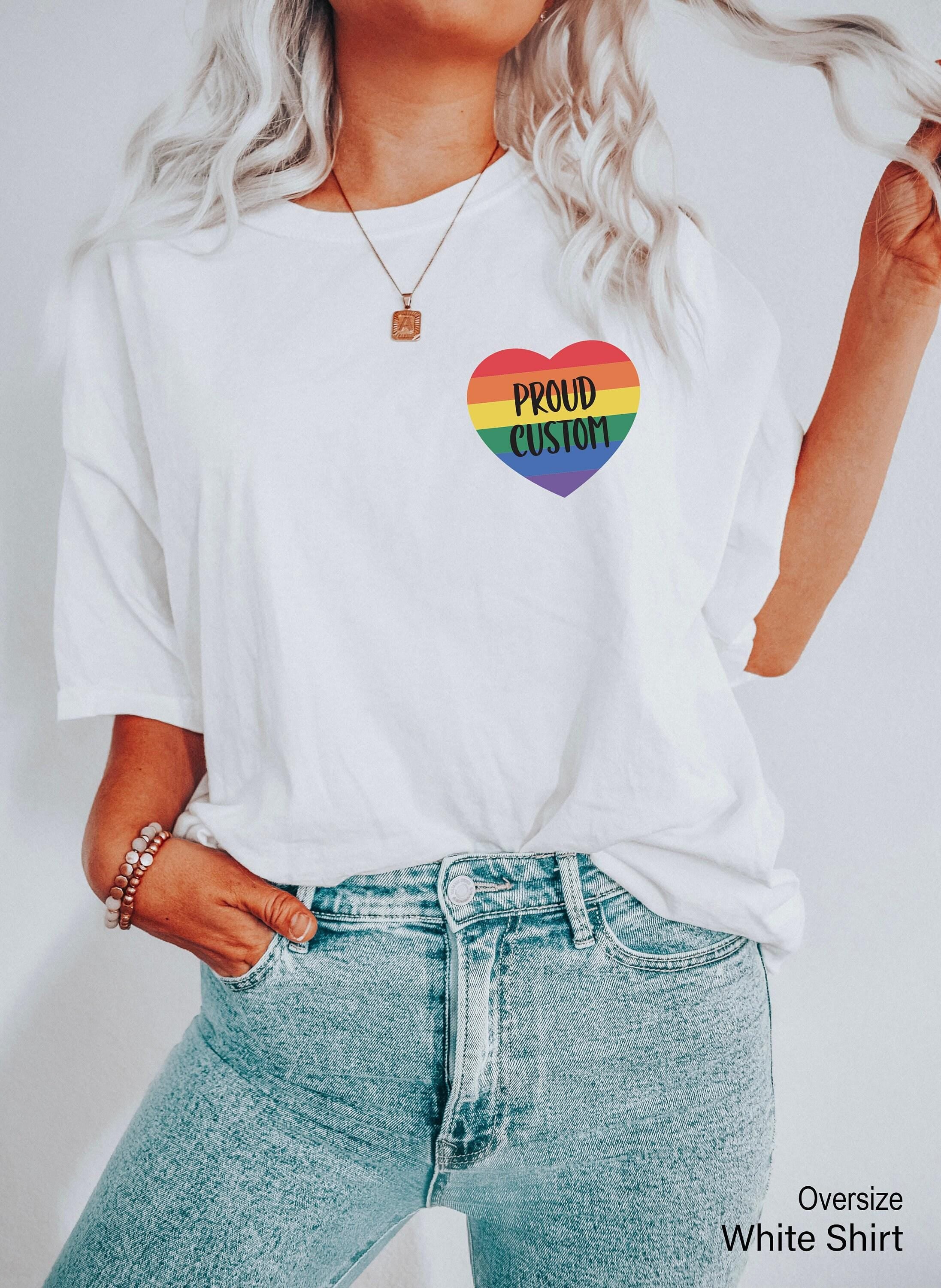 Customized Proud Shirt, Trendy LGBTQ Hoodie For Women, Rainbow Themed Sweatshirt, Pride Sweater, Aesthetic Heart Gift For Bestie