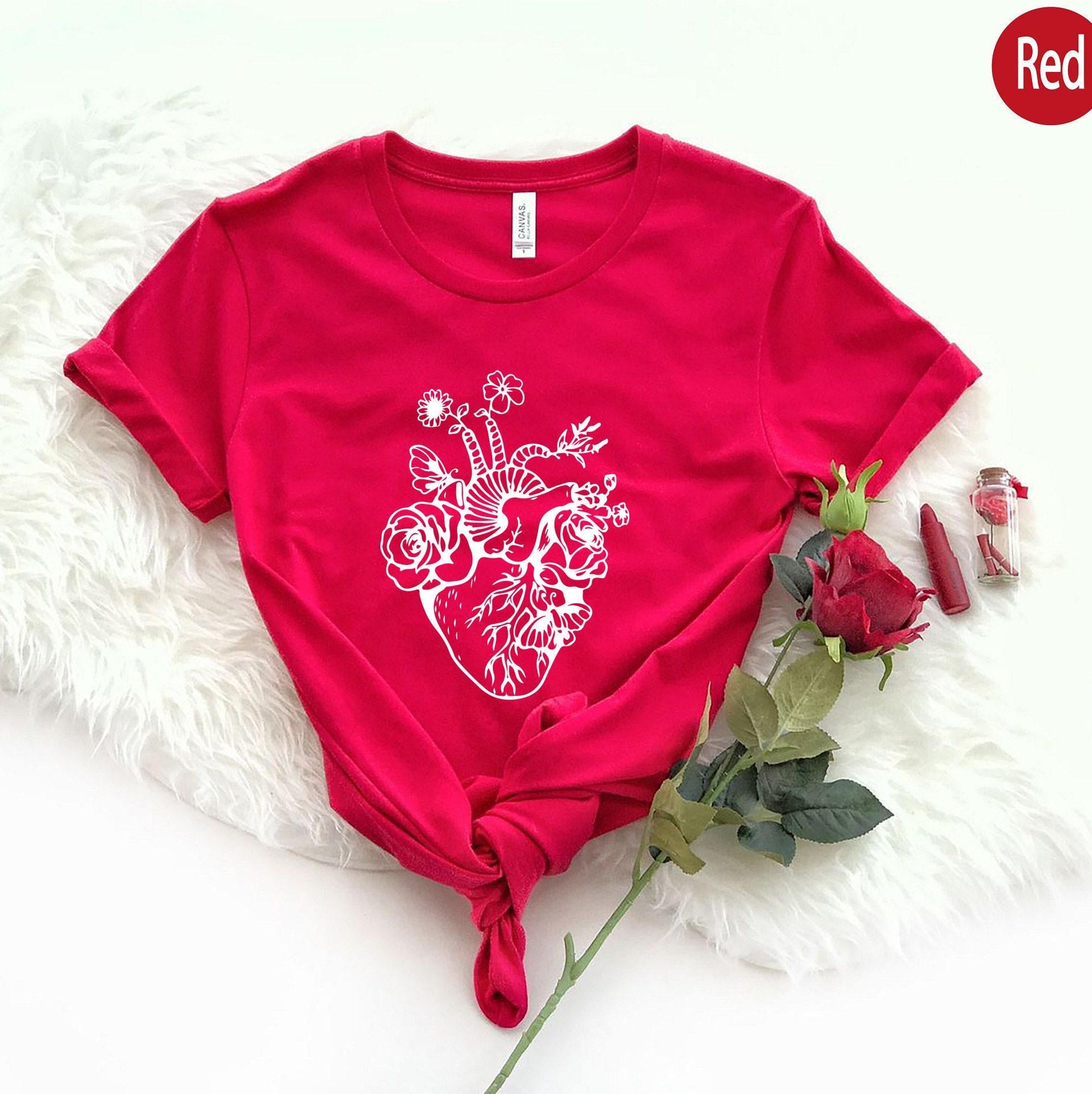 Flowery Heart Shirt, Anatomical Heart Shirt, Cardiac Nurse Shirts, Trendy Doctor Shirts, Cardiologist Gifts, Gifts For Doctors