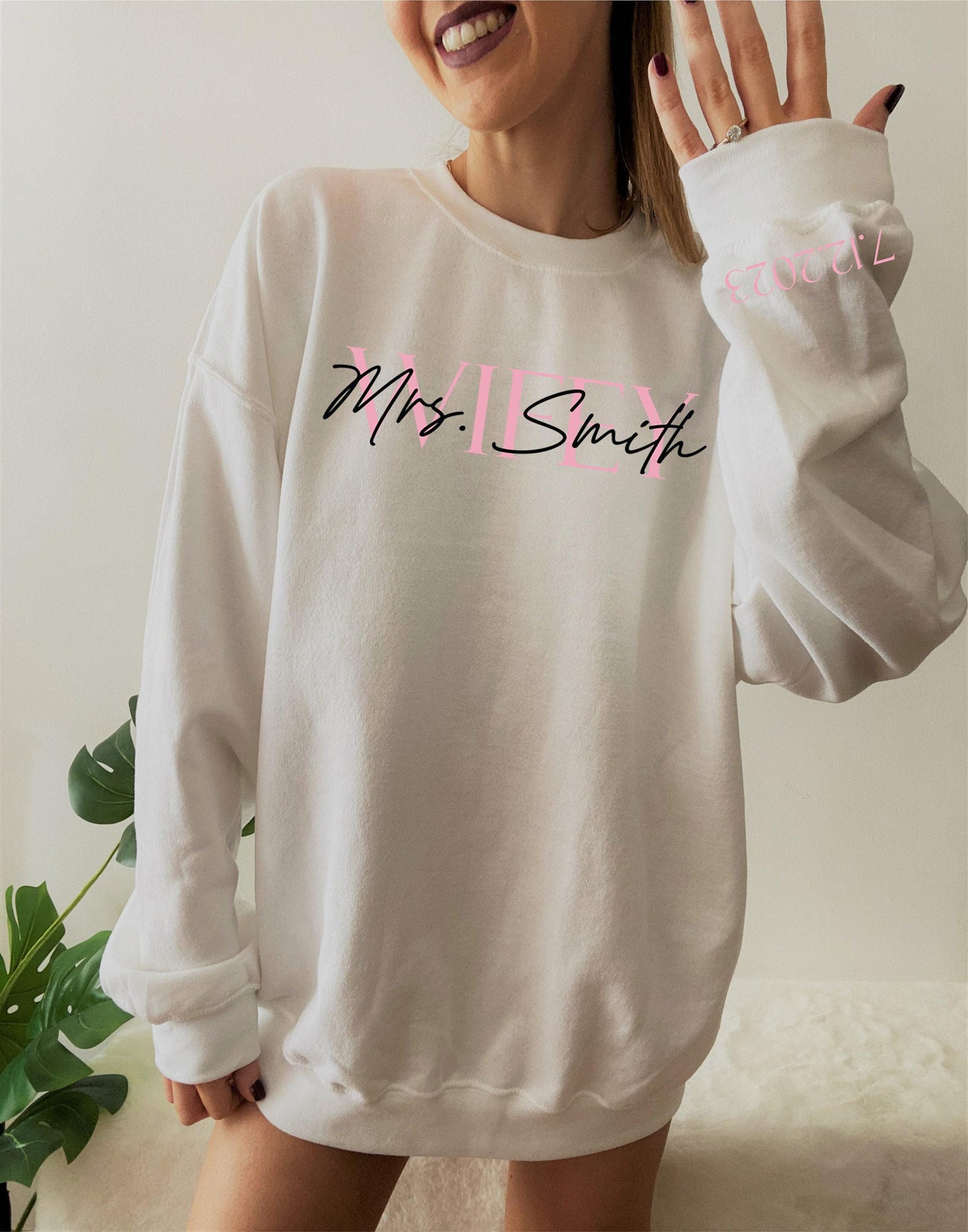 Custom Mrs Shirt With Wedding Date, Custom Wifey Sweatshirt With Anniversary Date, Personalized Bride Hoodie, Customized Bridal Gifts,K