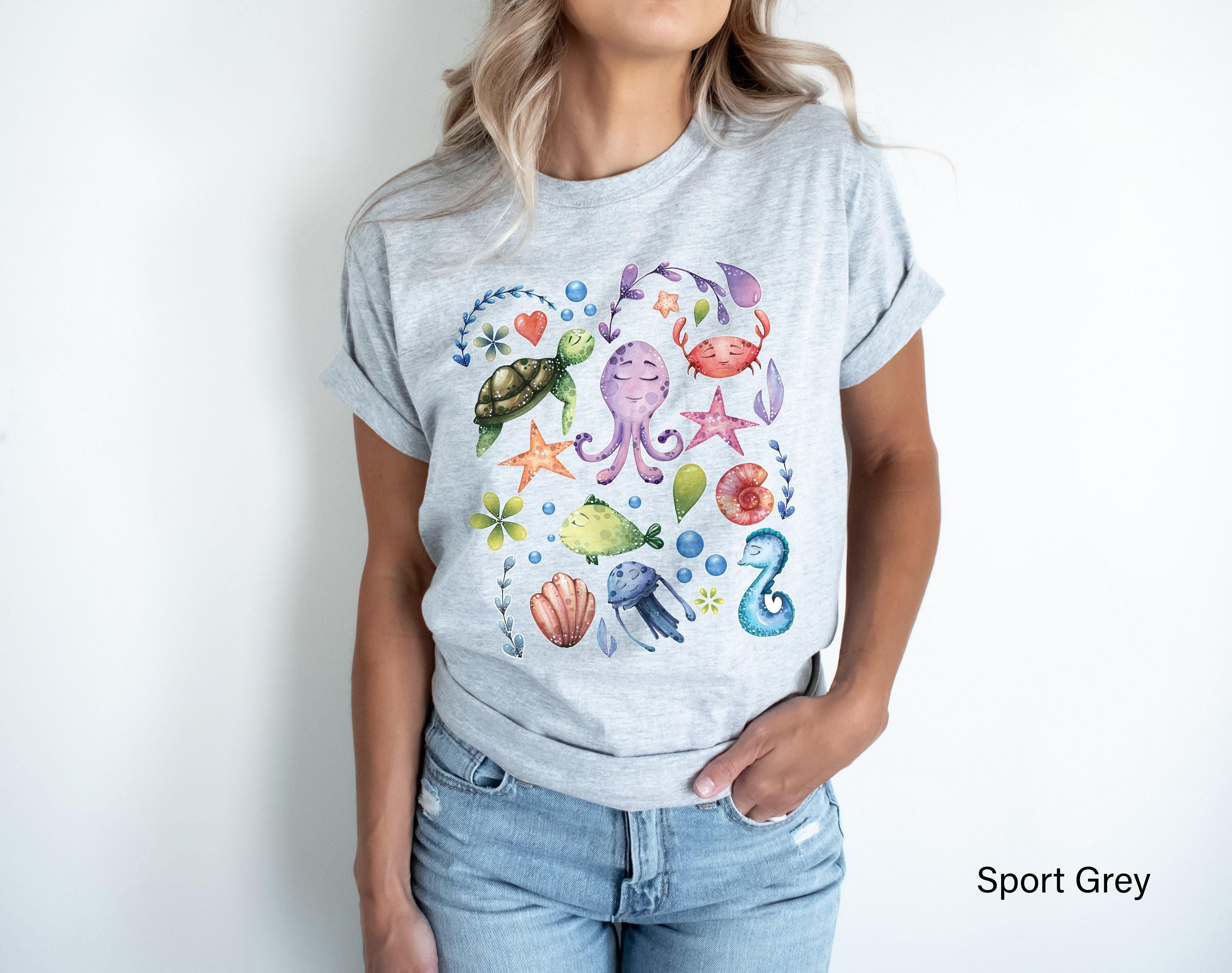 Cute  Sea Animals Sweatshirt, Marine Life T-Shirt For Women, Sea Creatures Hoodie, Marine Biologist Gifts, Protect The A