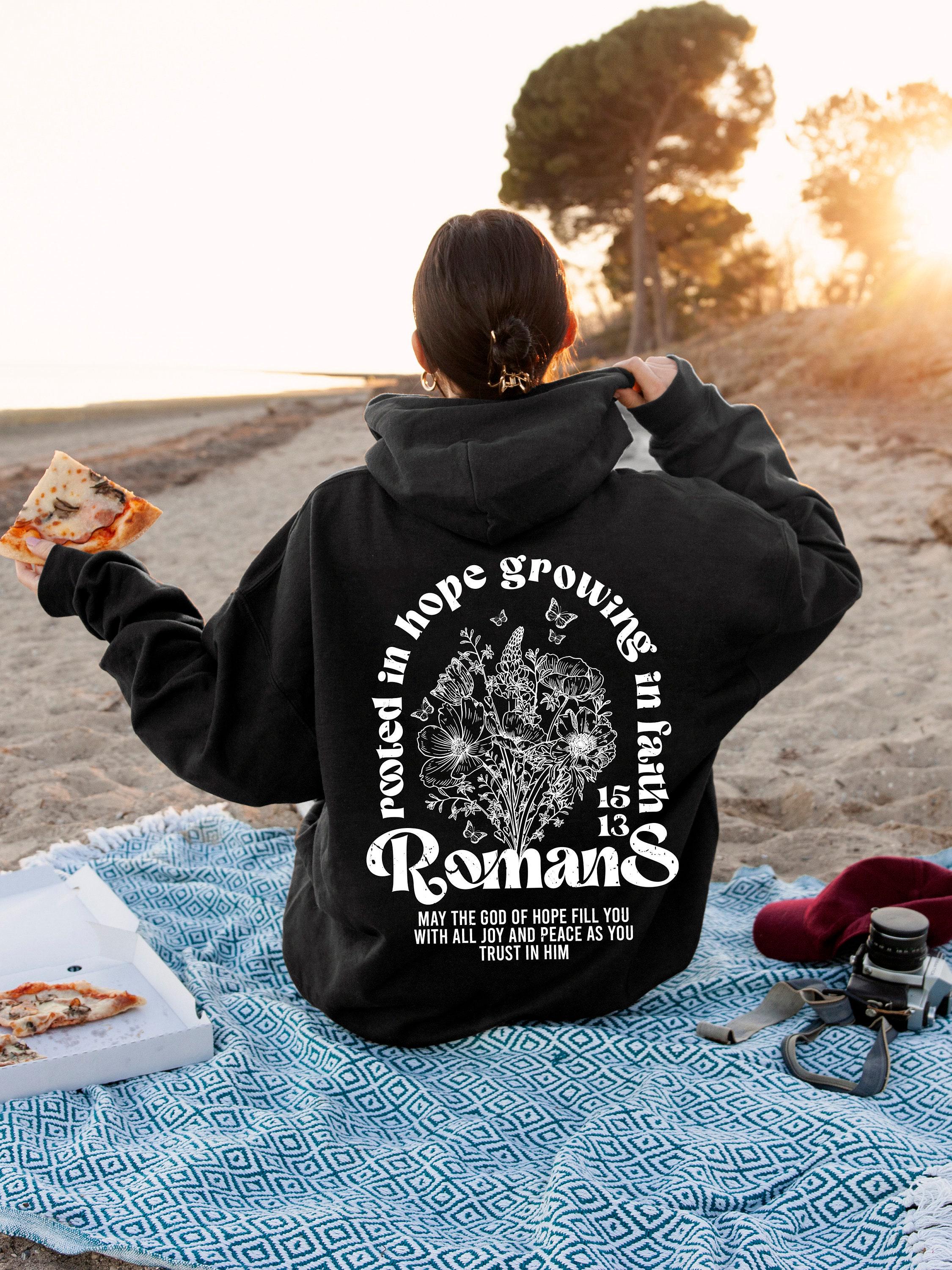 Rooted In Hope Growing In Faith Hoodie, Faith Based Bible Verse Shirt, Wildflowers Christian Sweatshirt, Religious Gift 
