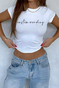 Trendy Custom Text Baby Tee, Personalized Shirt For Woman, 90s Style Vintage Baby Tee, Custom Women's Fitted Tee, Custom Tank Tops